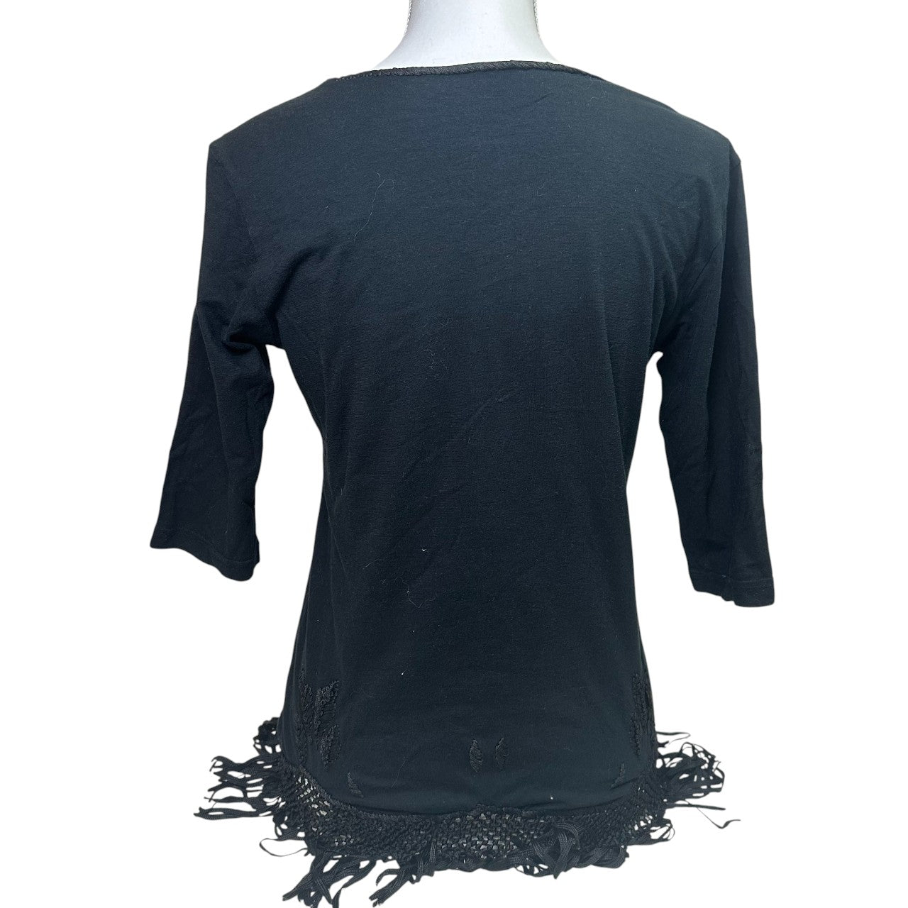 issey miyake black fringe top