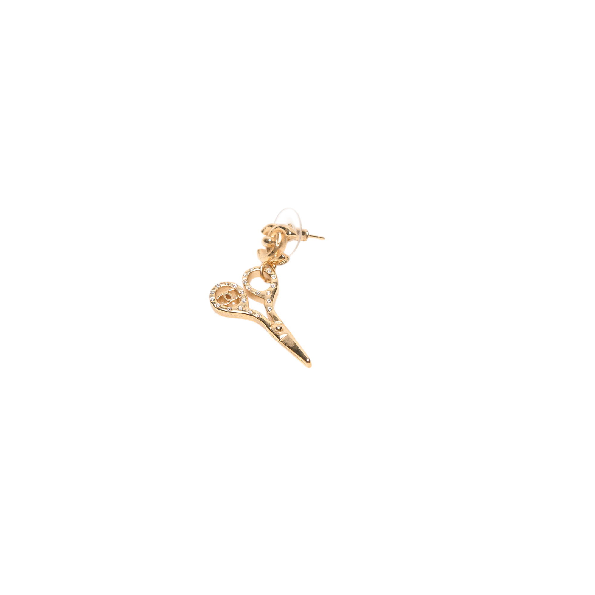 chanel gold scissor earrings