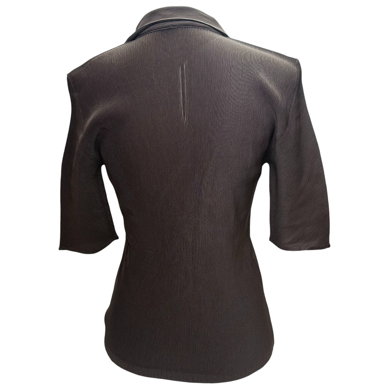 issey miyake brown quarter sleeve top