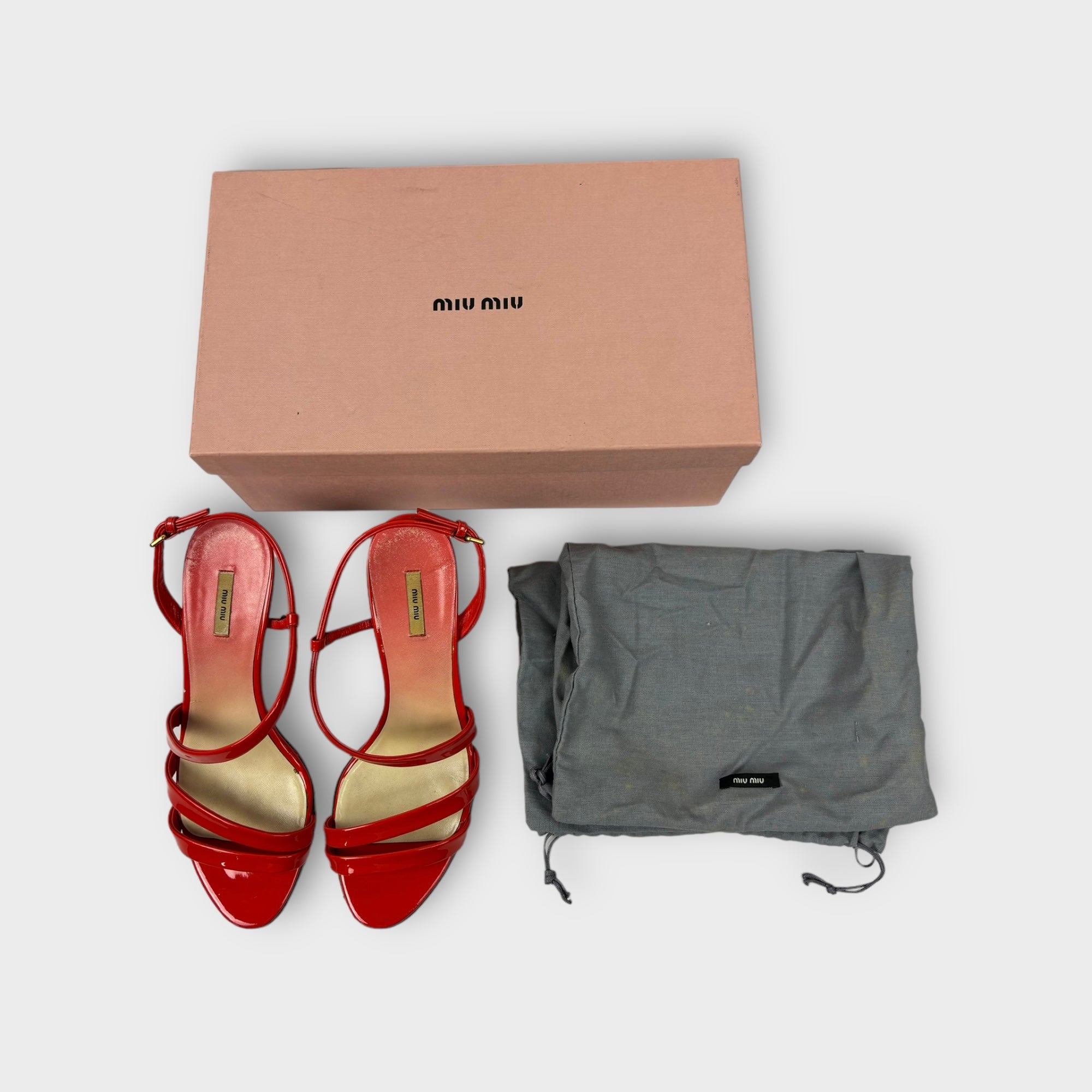 miu miu 2000s red strappy heels – hachi archive