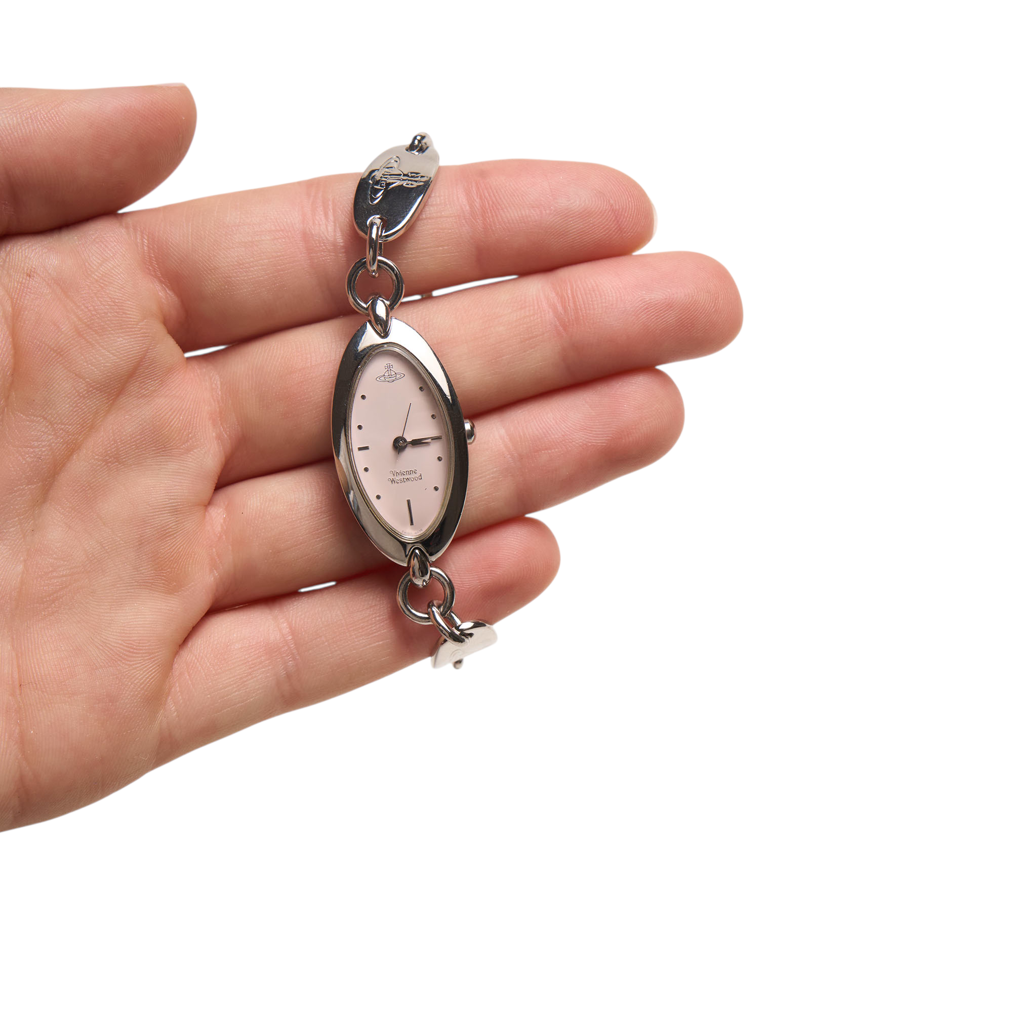 vivienne westwood 2000s pink bezel silver watch