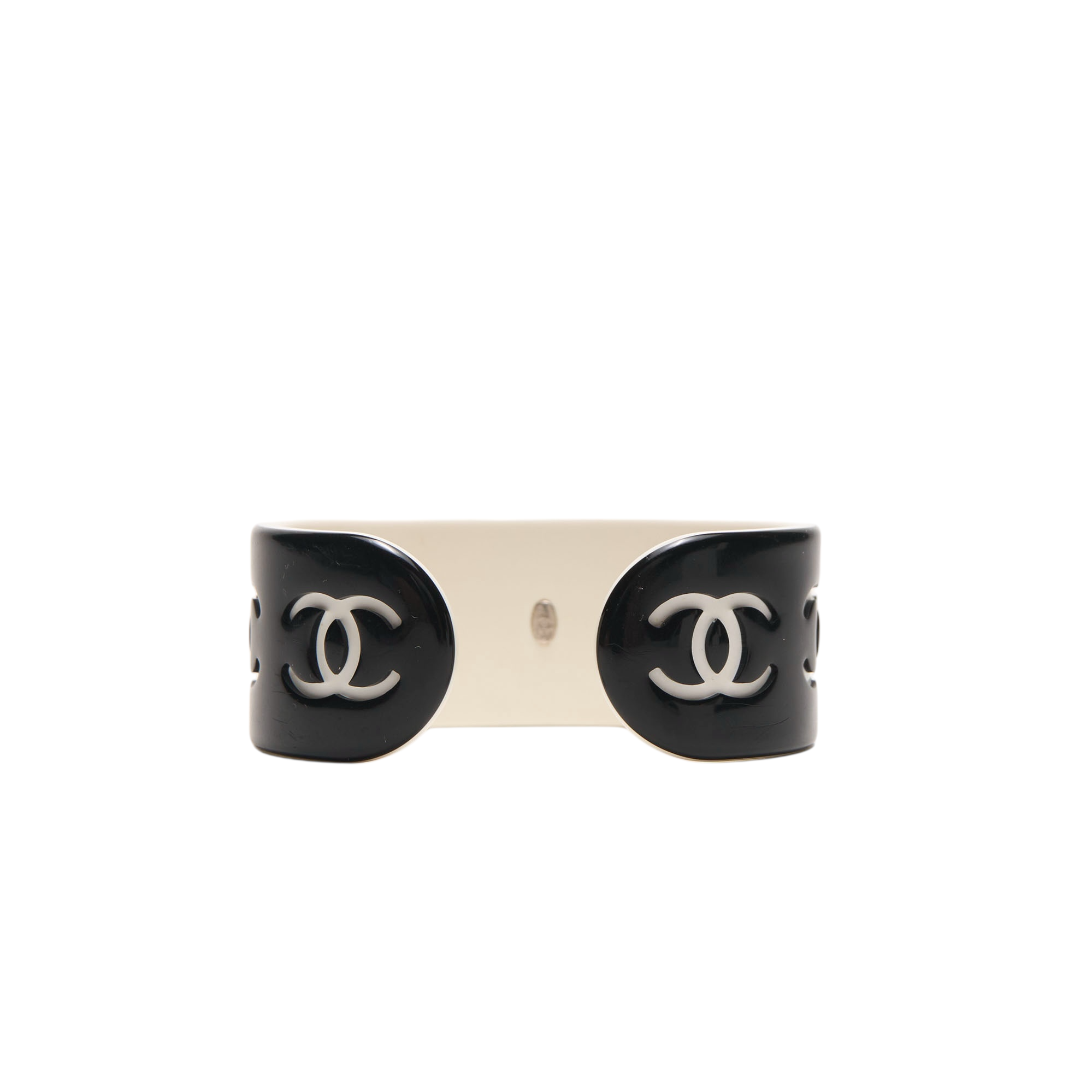 chanel 2000s black cuff bracelet