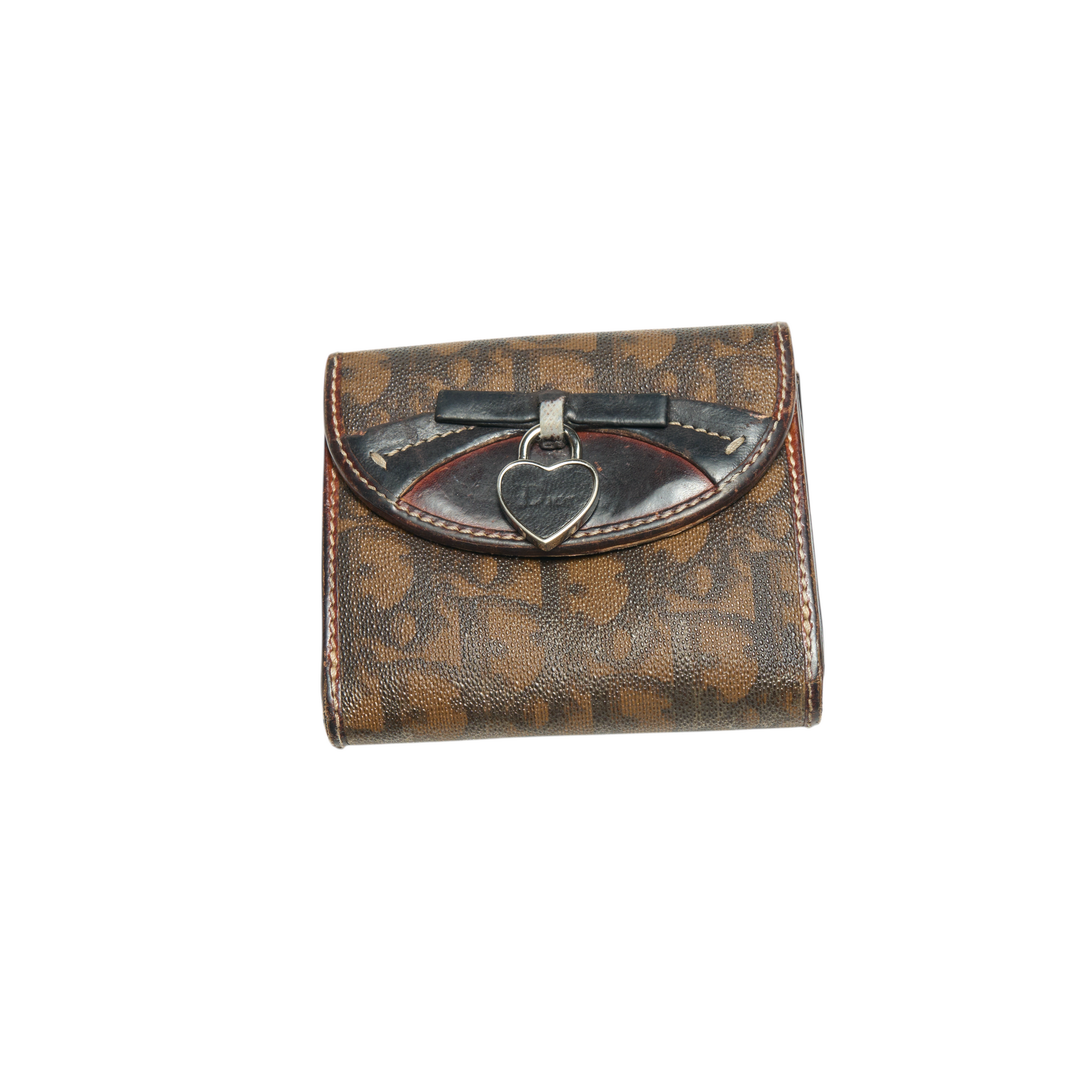 christian dior 2000s brown heart wallet