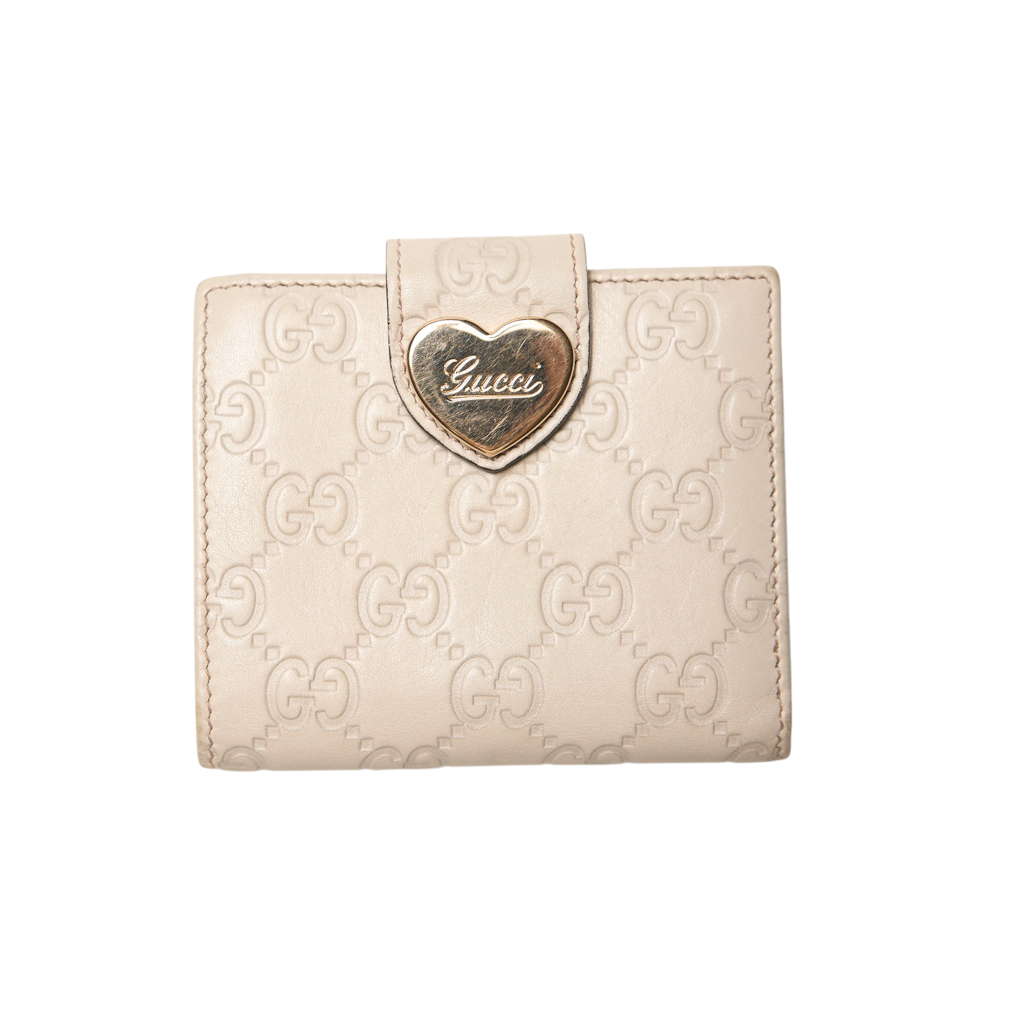 gucci 2000s cream heart wallet
