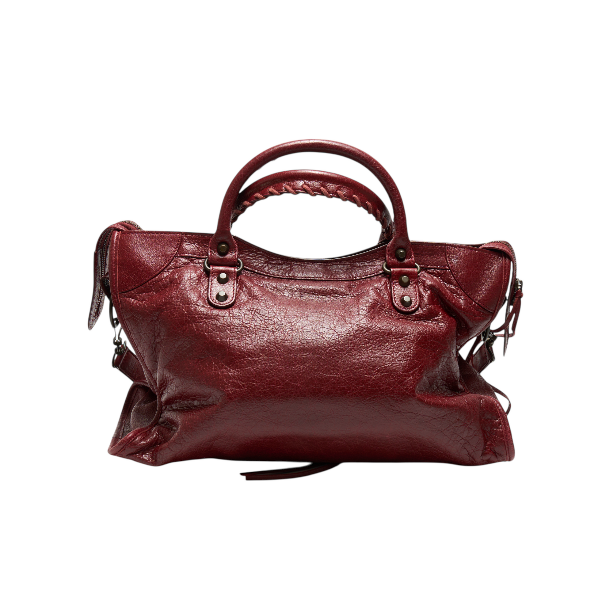 balenciaga 2000s burgundy red city bag