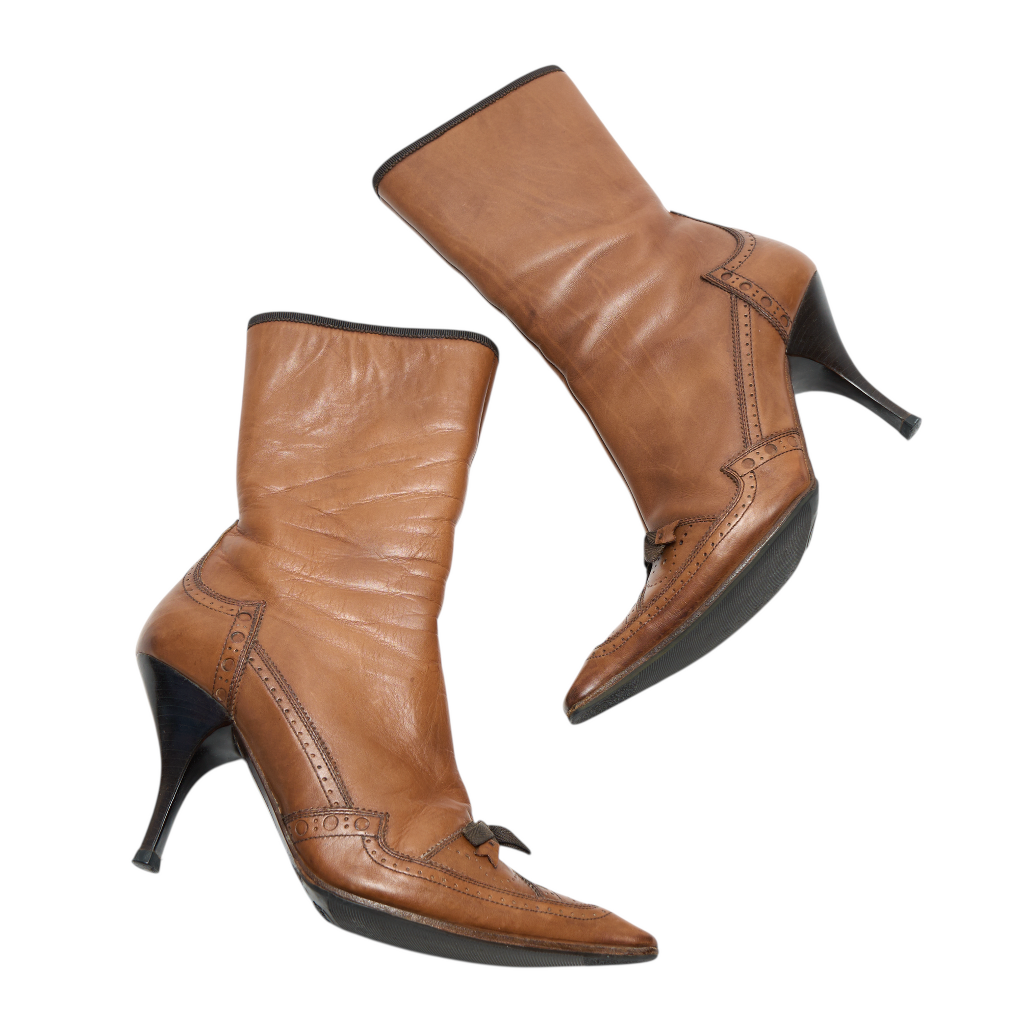 prada 2000s brown western heeled boots