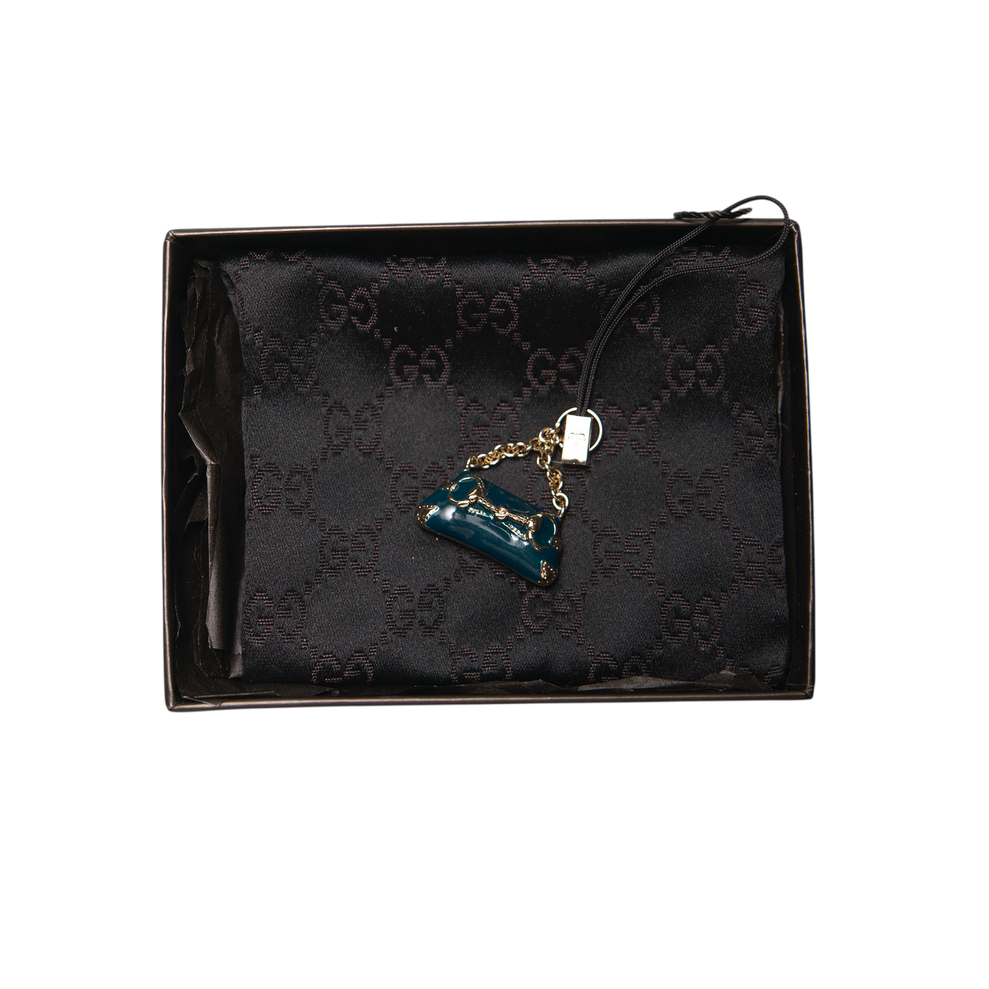 gucci 2000s blue horsebit bag charm
