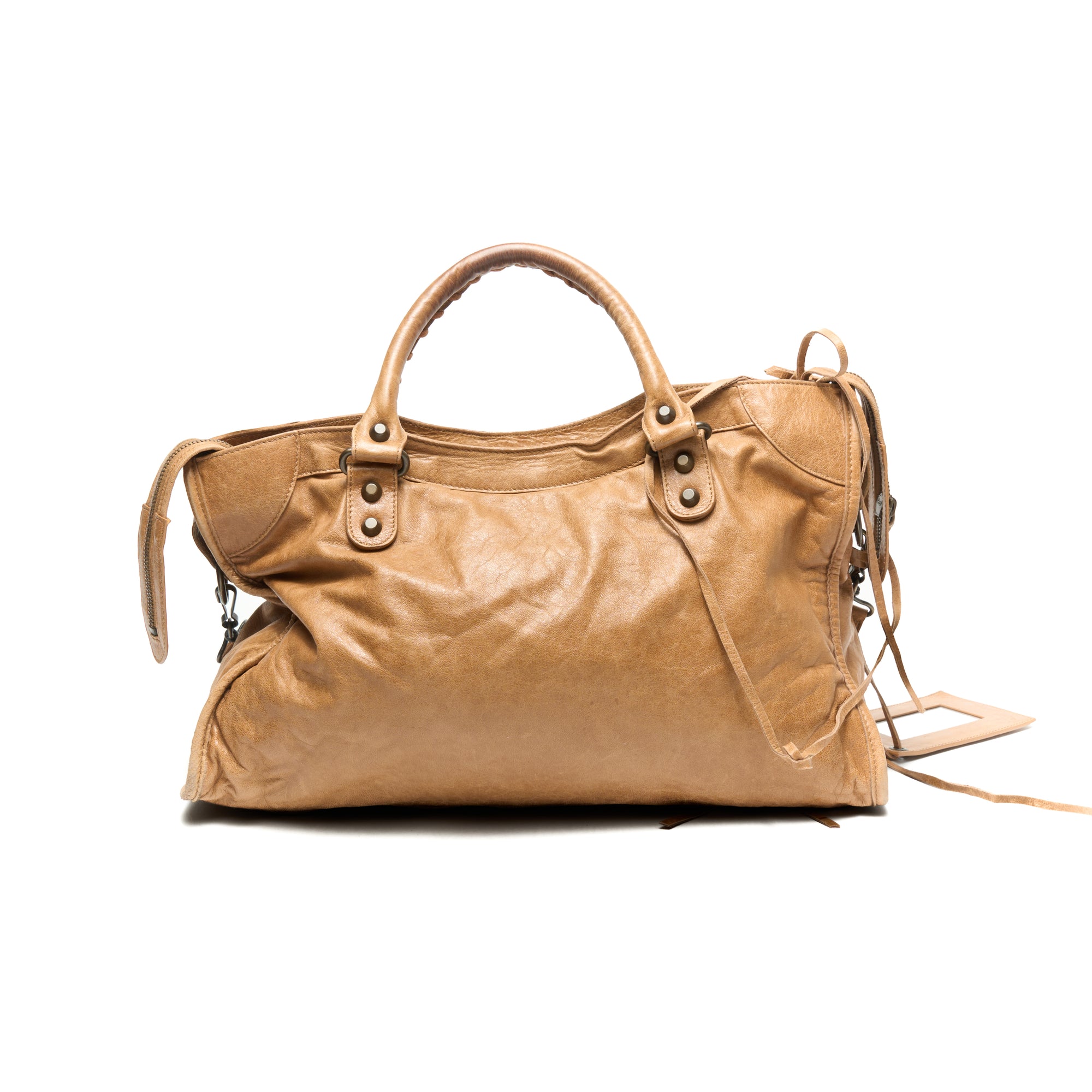 balenciaga 2000s light brown city bag