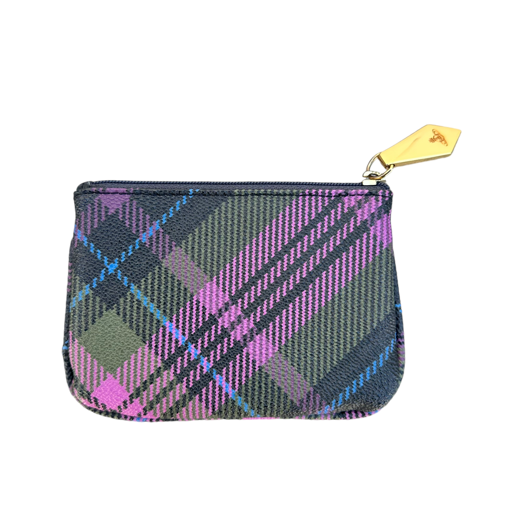 vivienne westwood green and purple plaid wallet