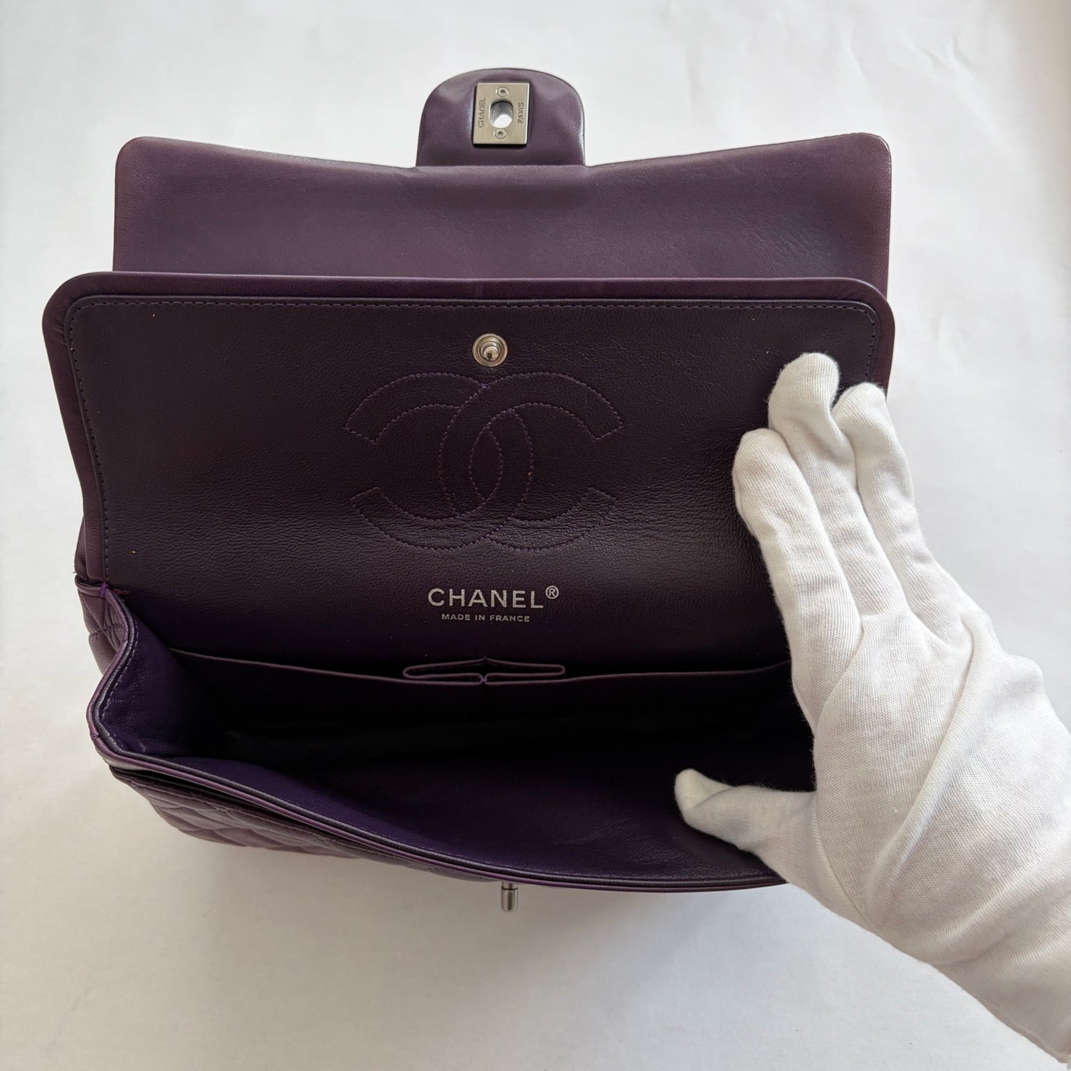 chanel purple classic flap bag