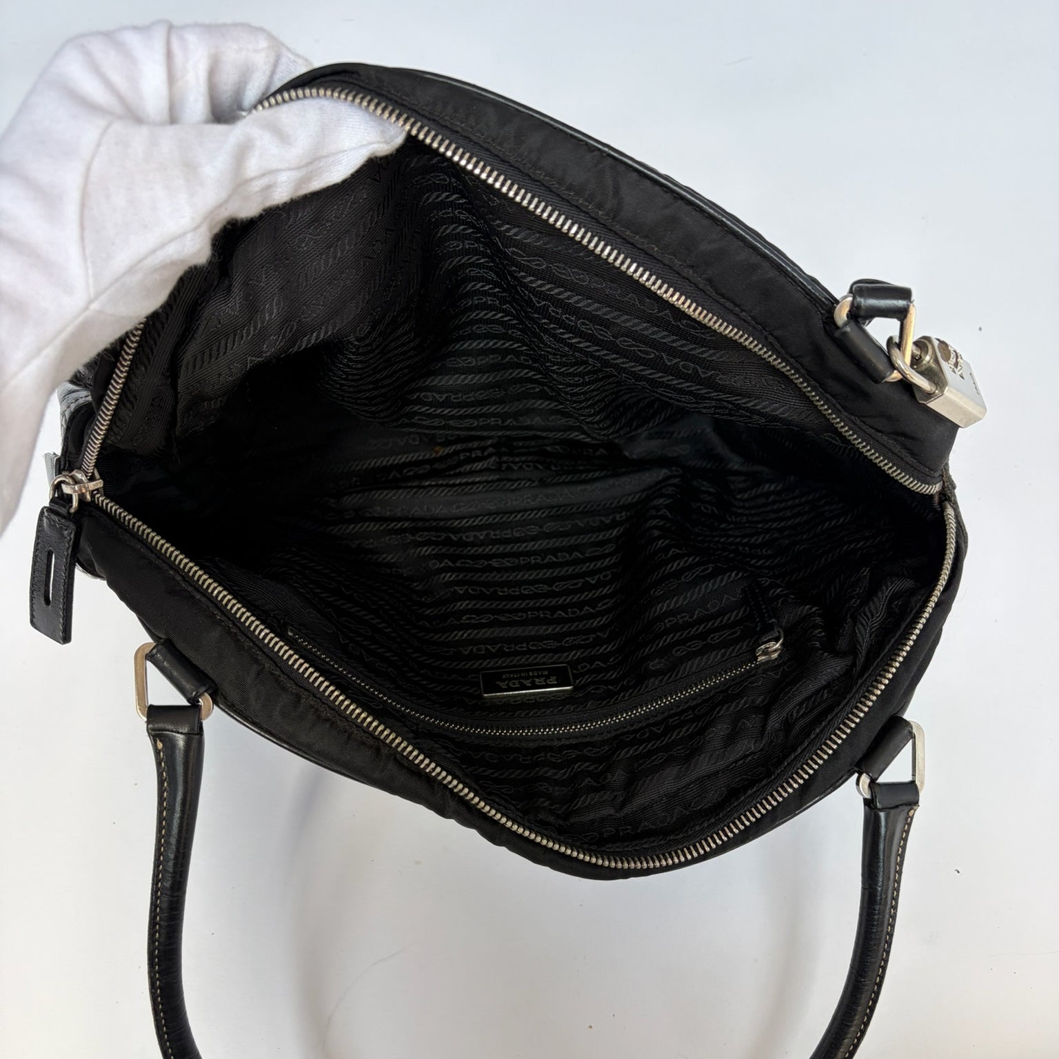 prada s/s 2000 black nylon bowler bag