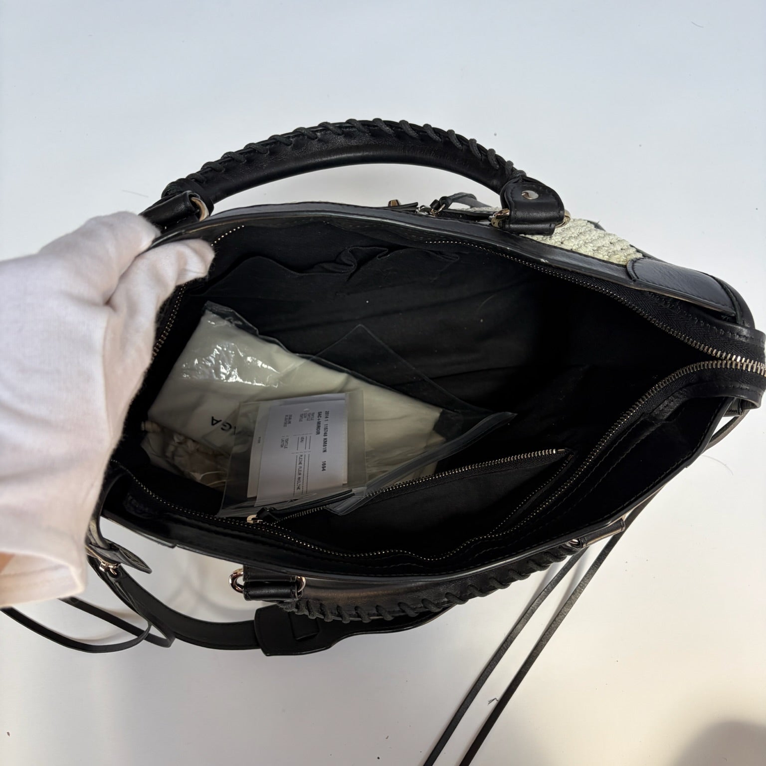 balenciaga black and white city bag