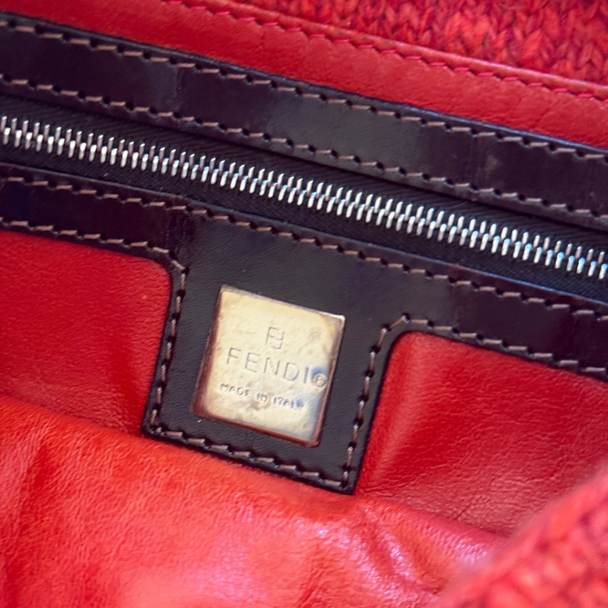 fendi 2000s red baguette bag