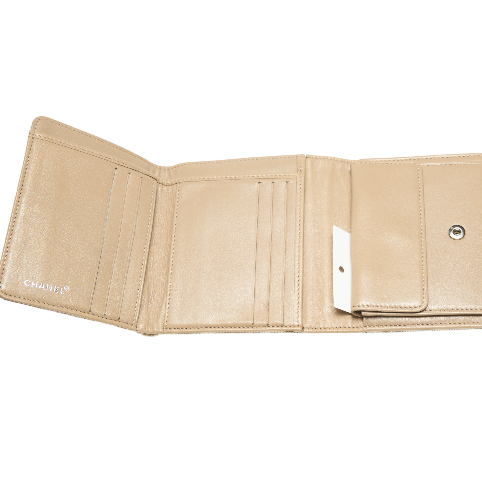 chanel 2000s tan travel ligne wallet