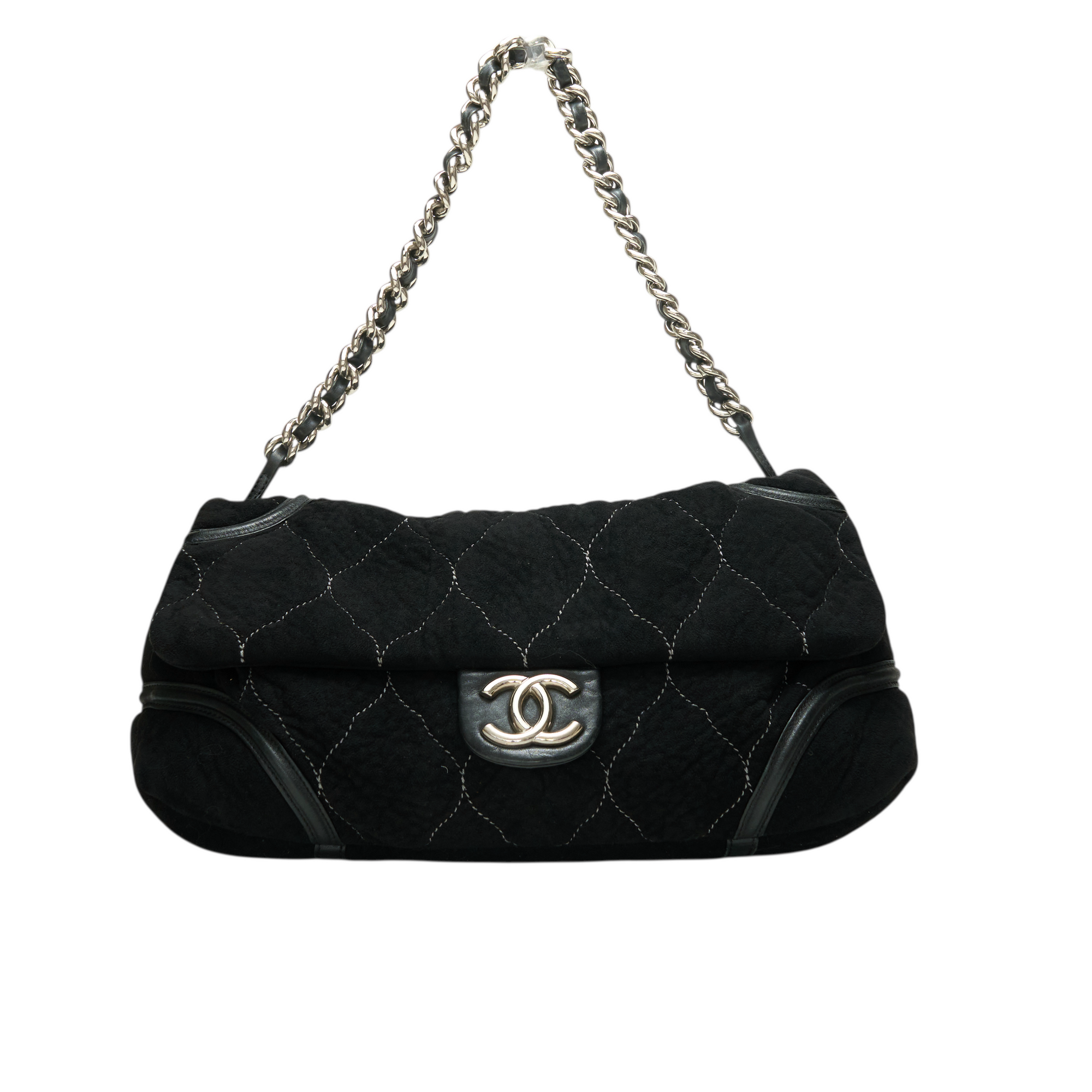 chanel 2000s black suede flap bag