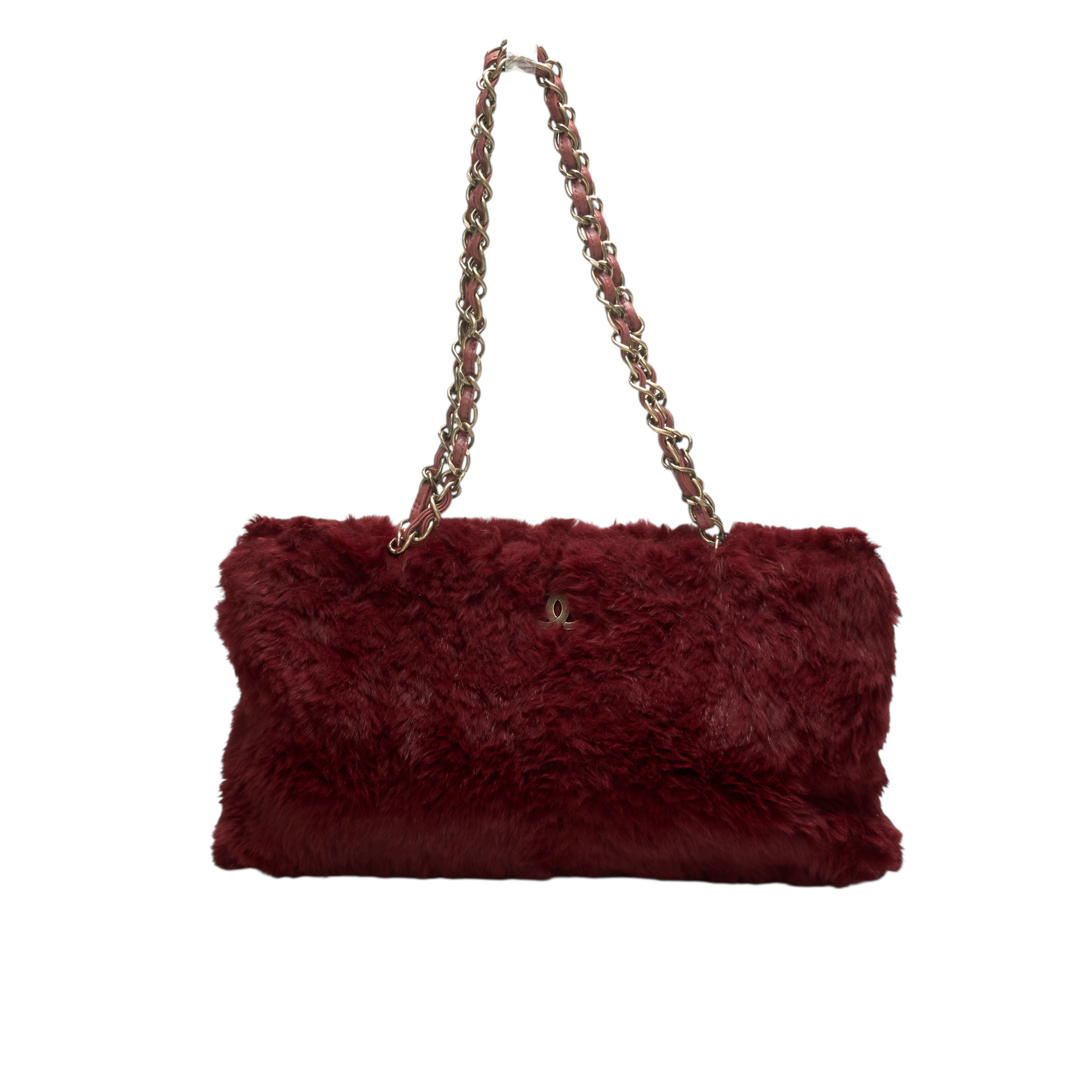 chanel 2001 red lapin fur bag
