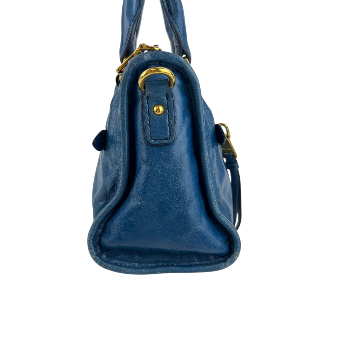 miu miu 2000s blue shoulder bag