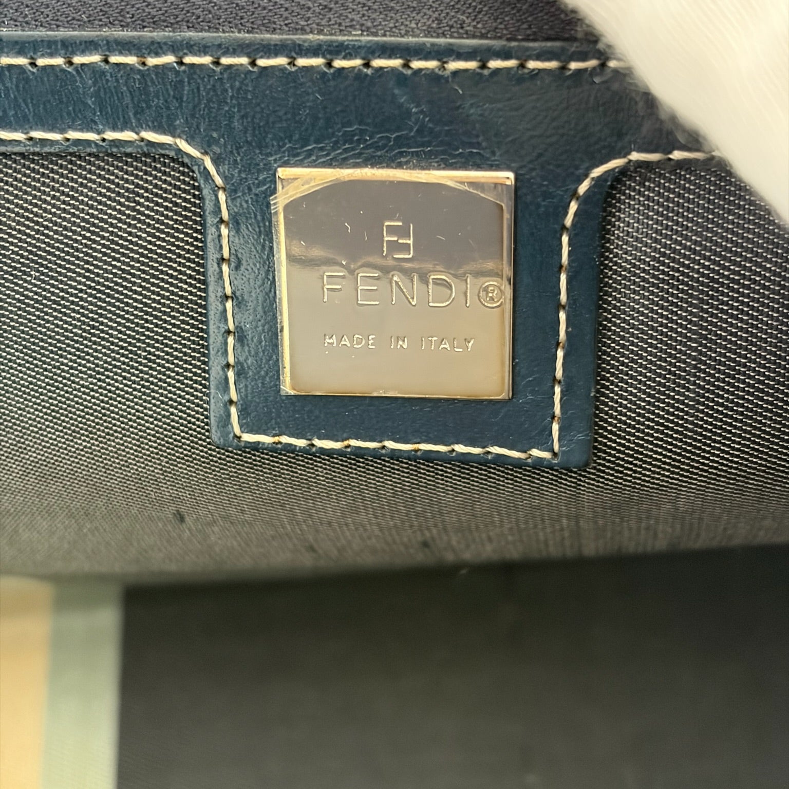 fendi 2000s navy blue shoulder bag