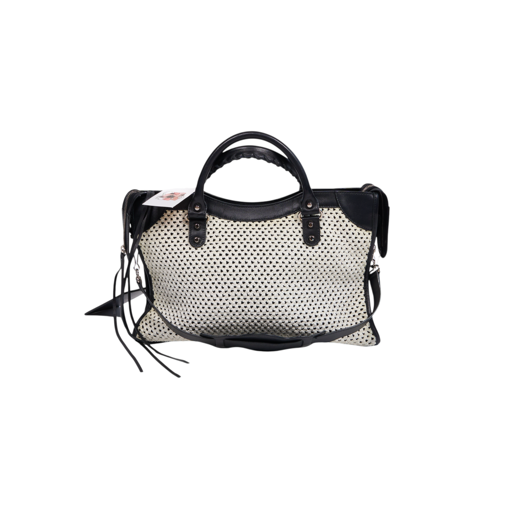 balenciaga black and white city bag
