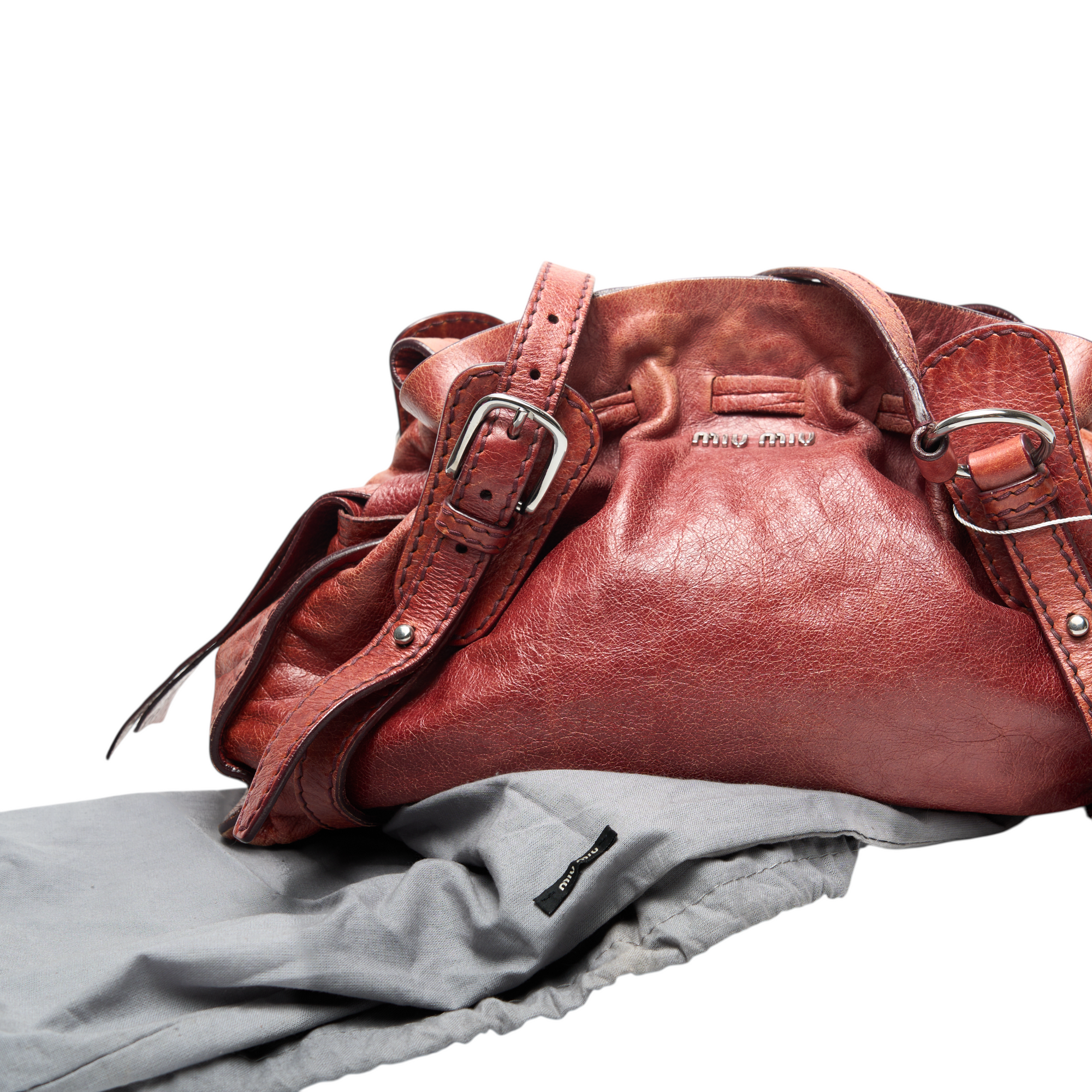 miu miu 2000s burnt red ruched bag