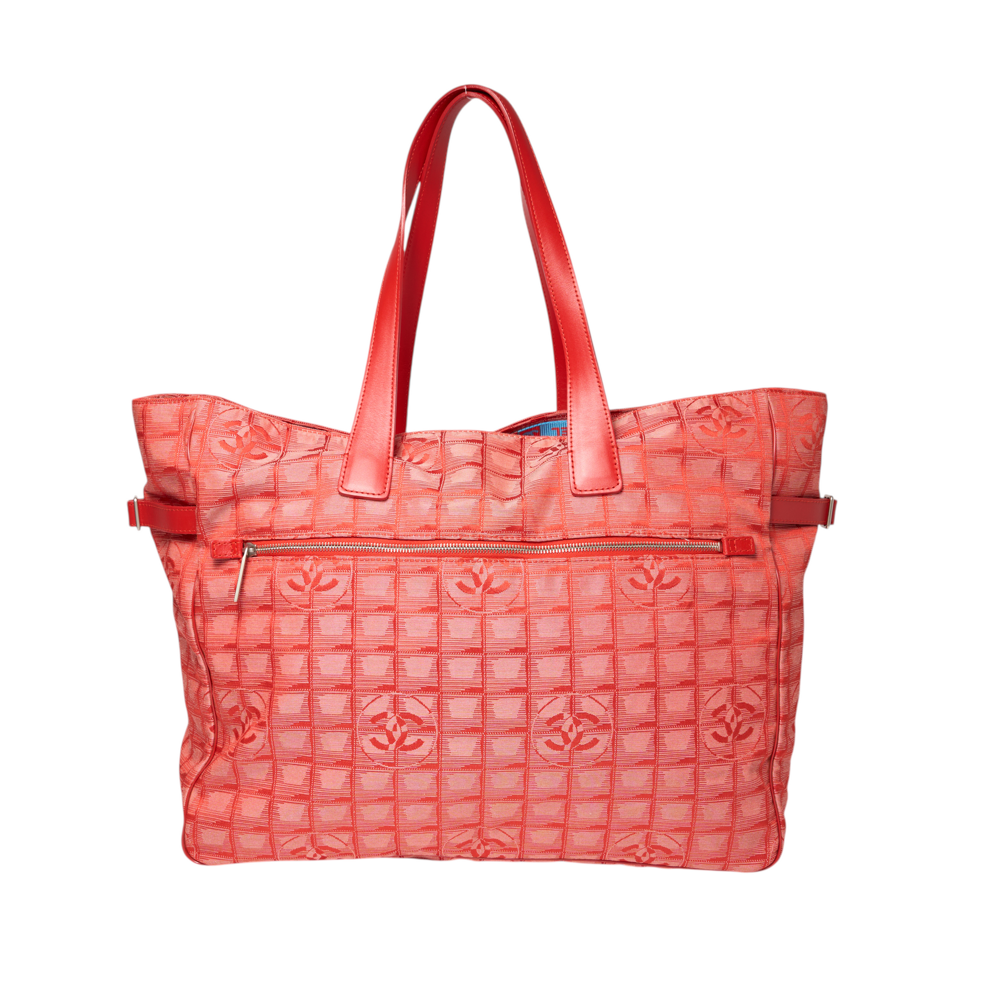 chanel 2000s red travel ligne tote bag