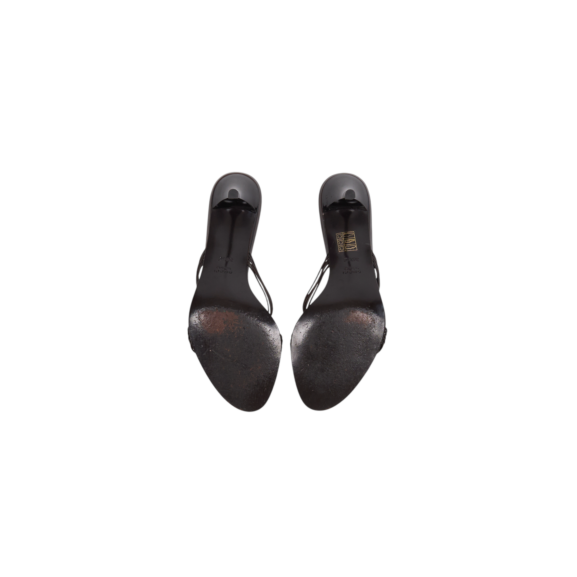 gucci 2000s dark brown braided heels