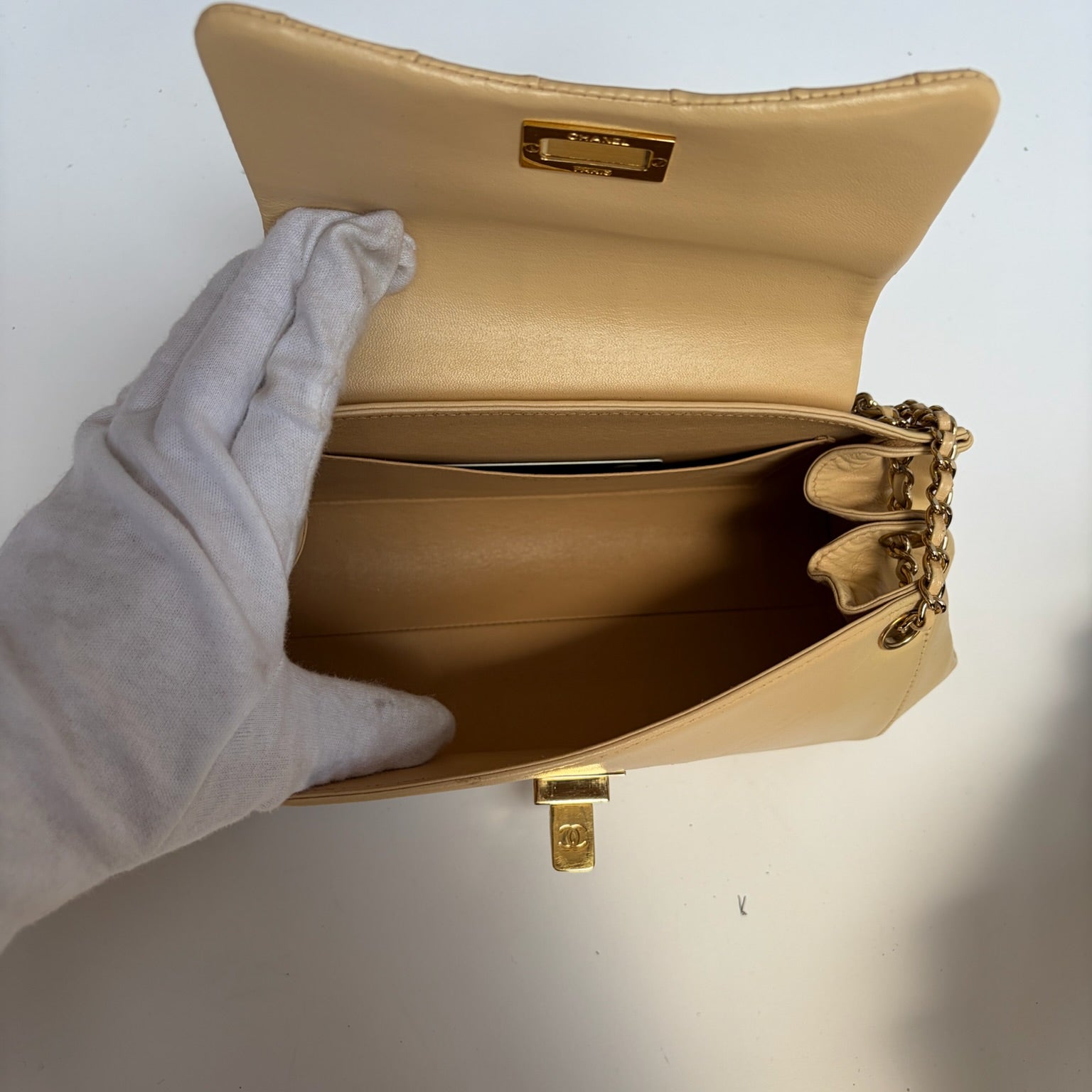 chanel 2000s butter yellow shoulder bag