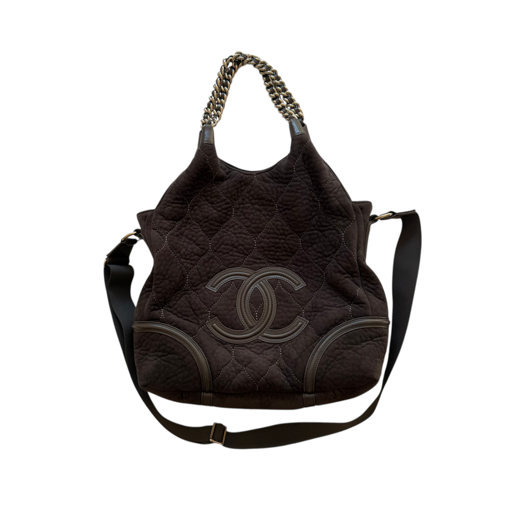chanel gray 2000s shoulder bag