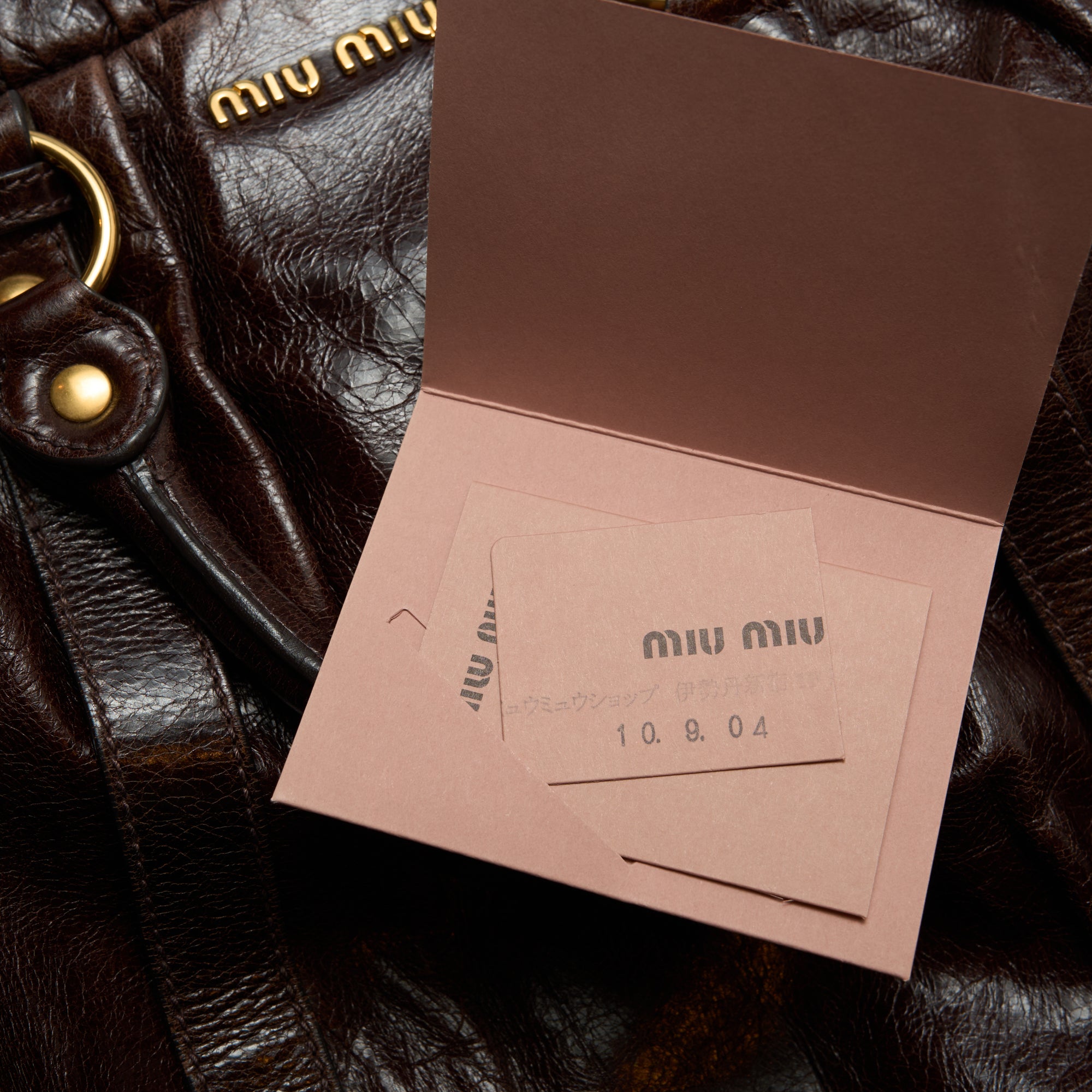 miu miu 2000s dark brown vitello bag