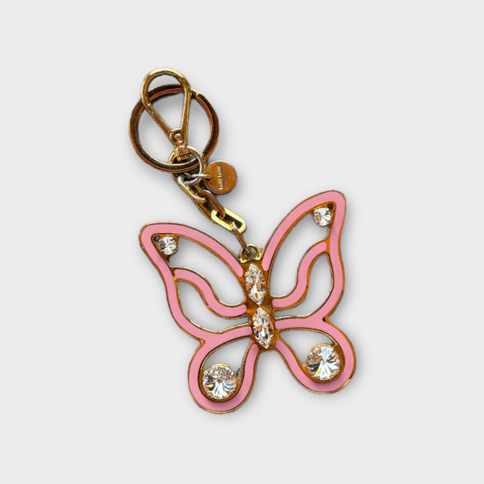 miu miu pink butterfly keychain