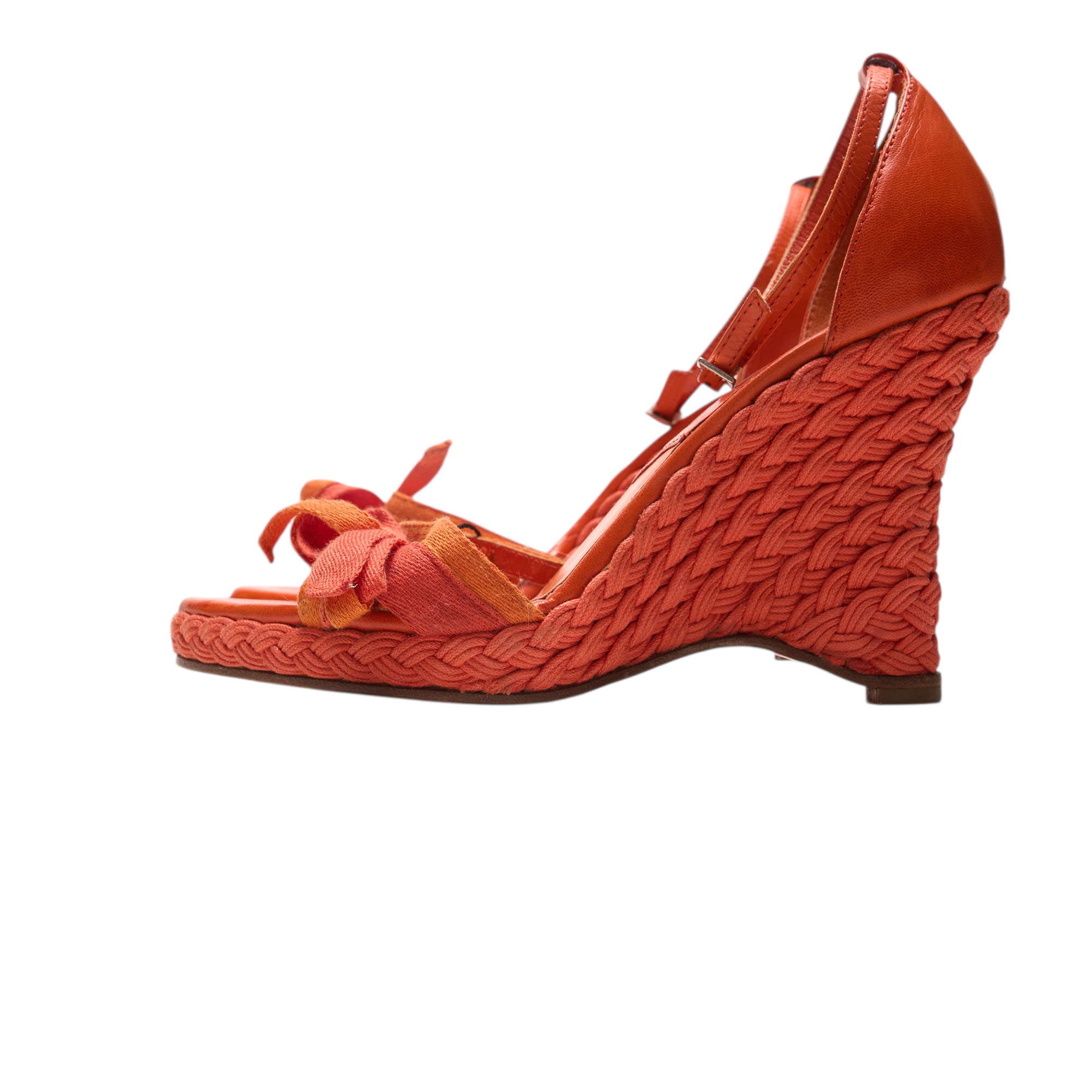 christian dior 2000s orange wedge heels