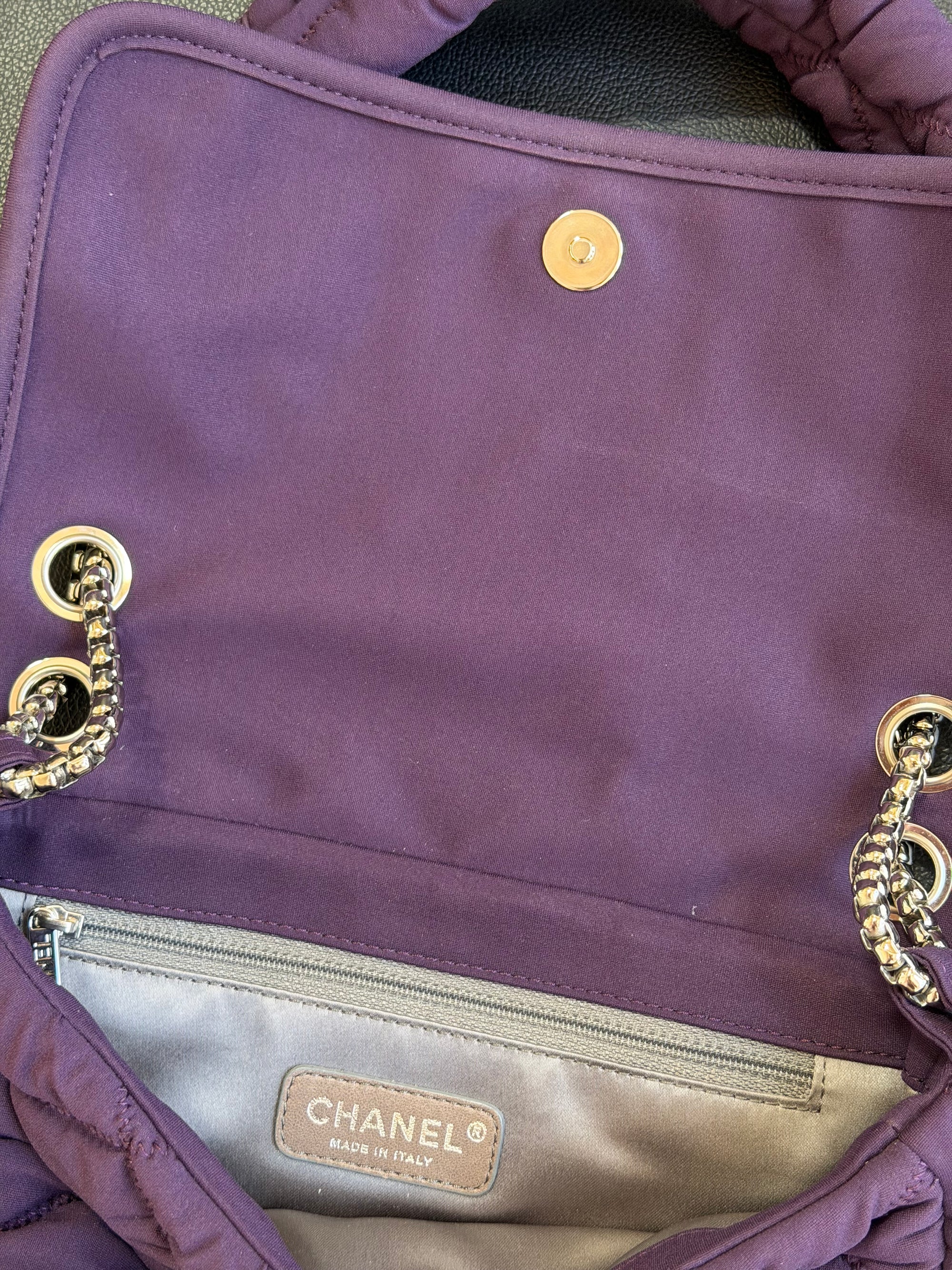 chanel 2000s purple pillow bag