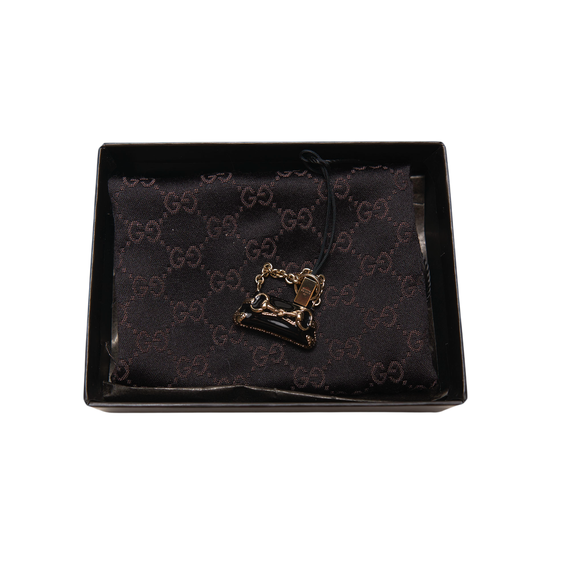 gucci 2000s black horsebit keychain