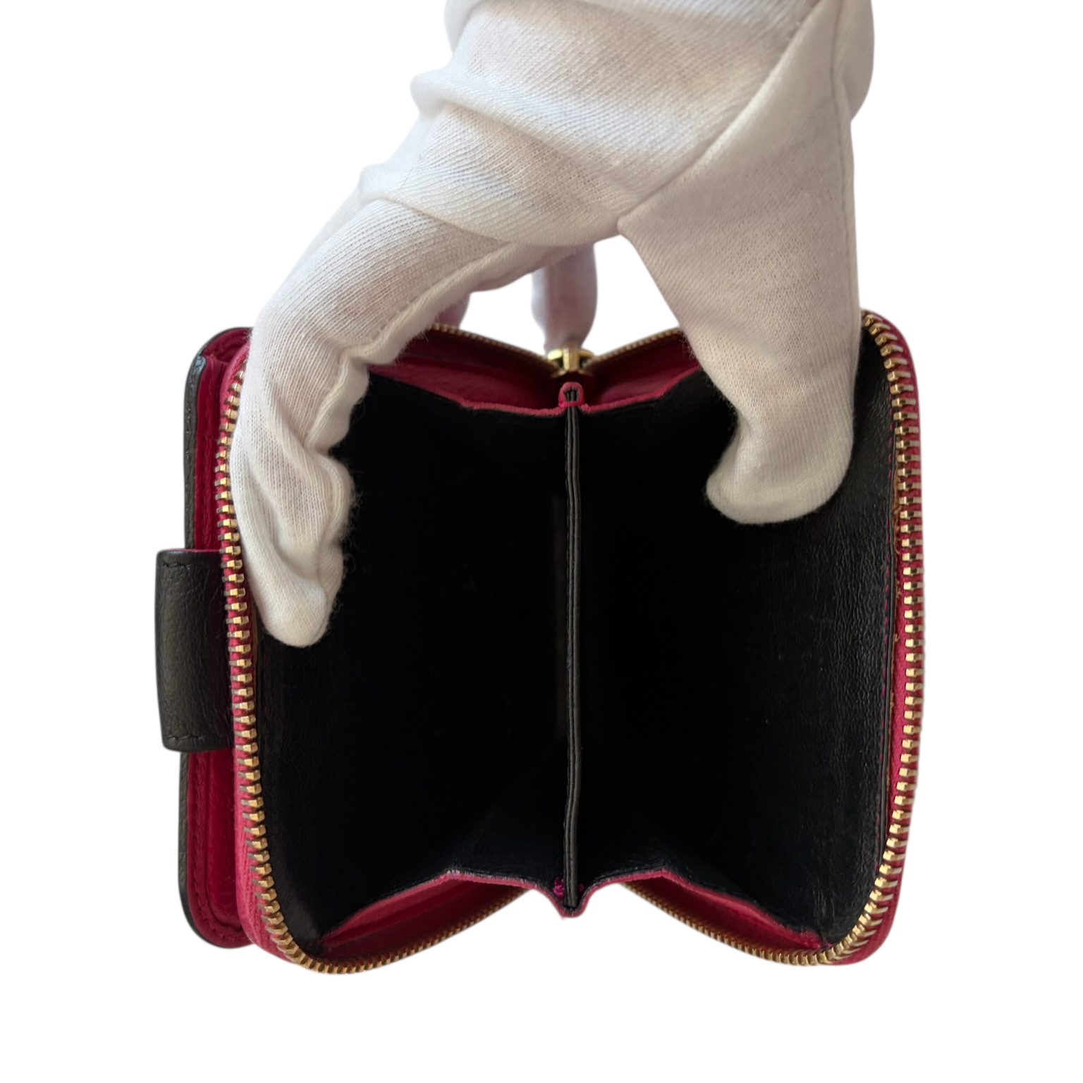 ysl black wallet with red inner