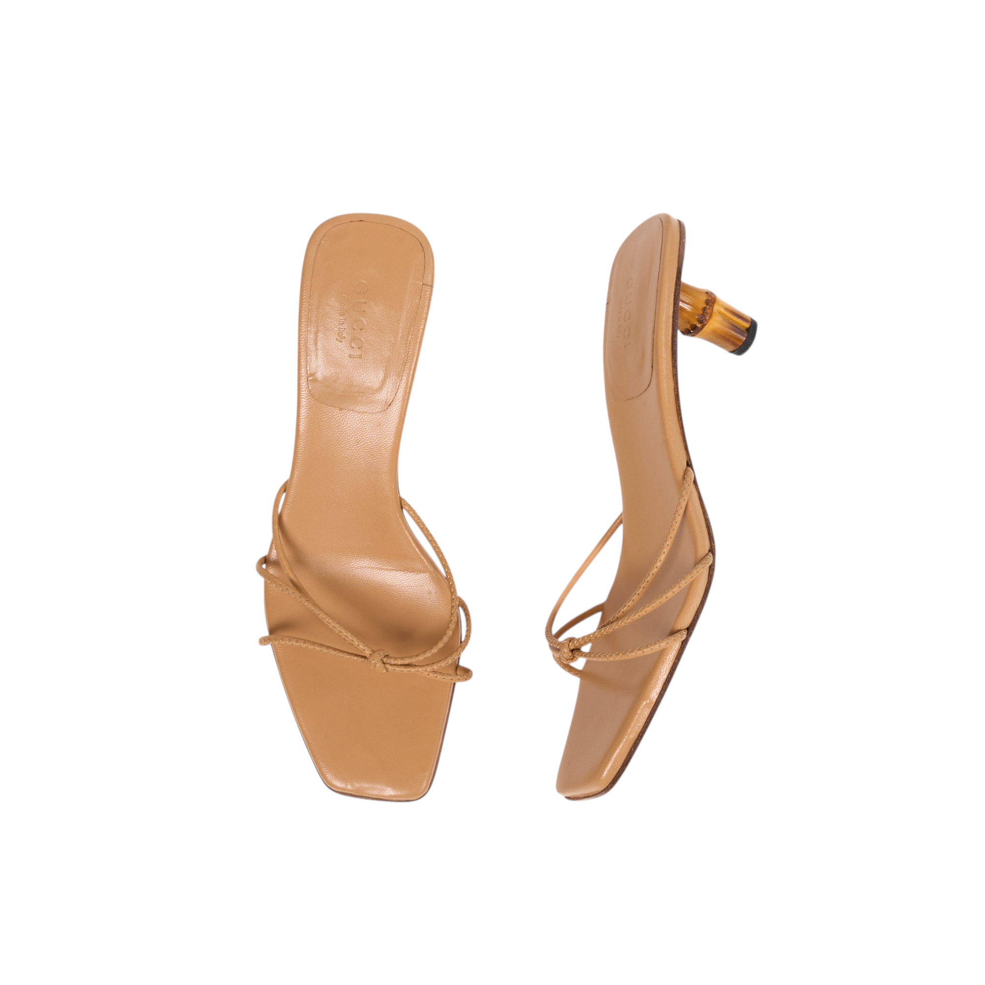 gucci 2000s tan bamboo heels