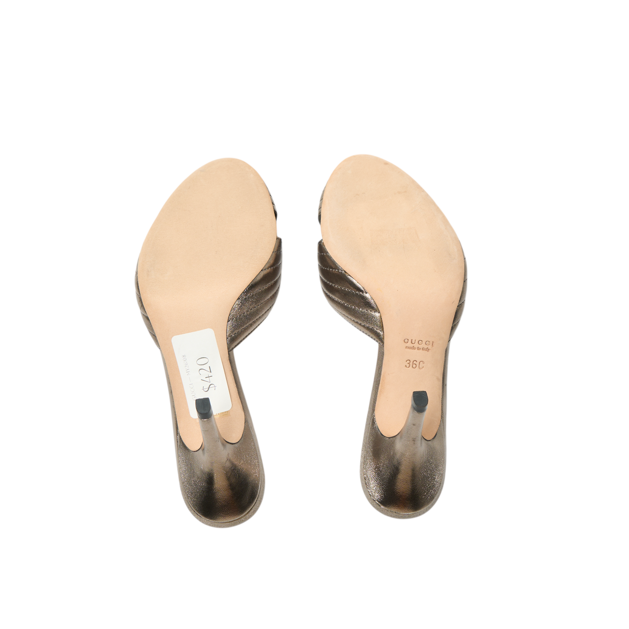 gucci 2000s silver heels