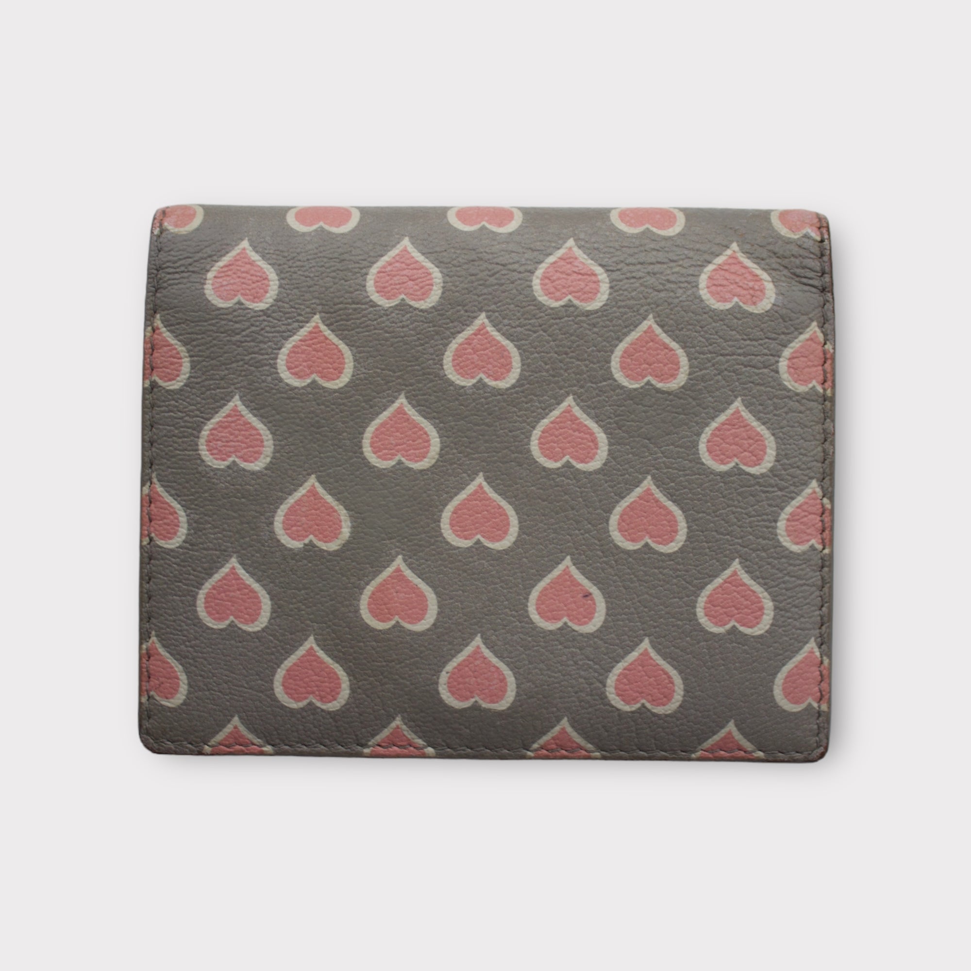 miu miu gray and pink heart wallet