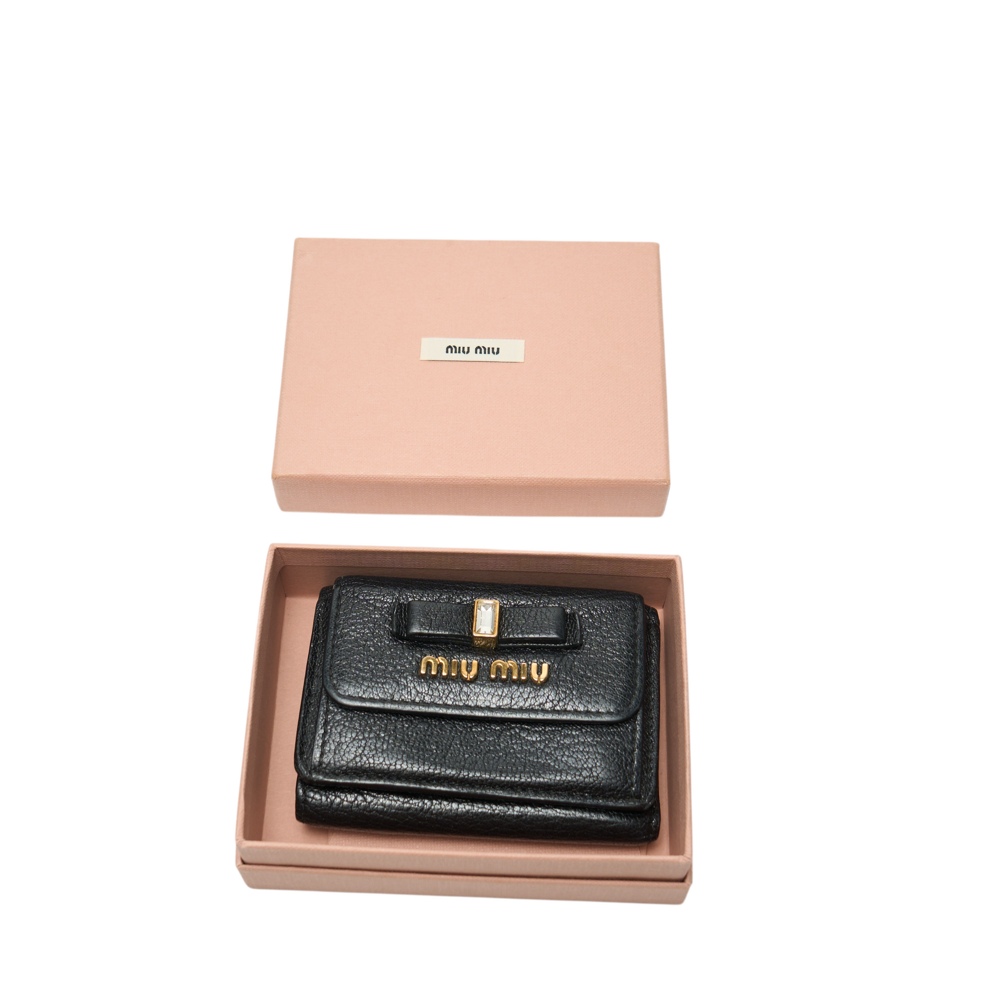 miu miu black bow mini wallet