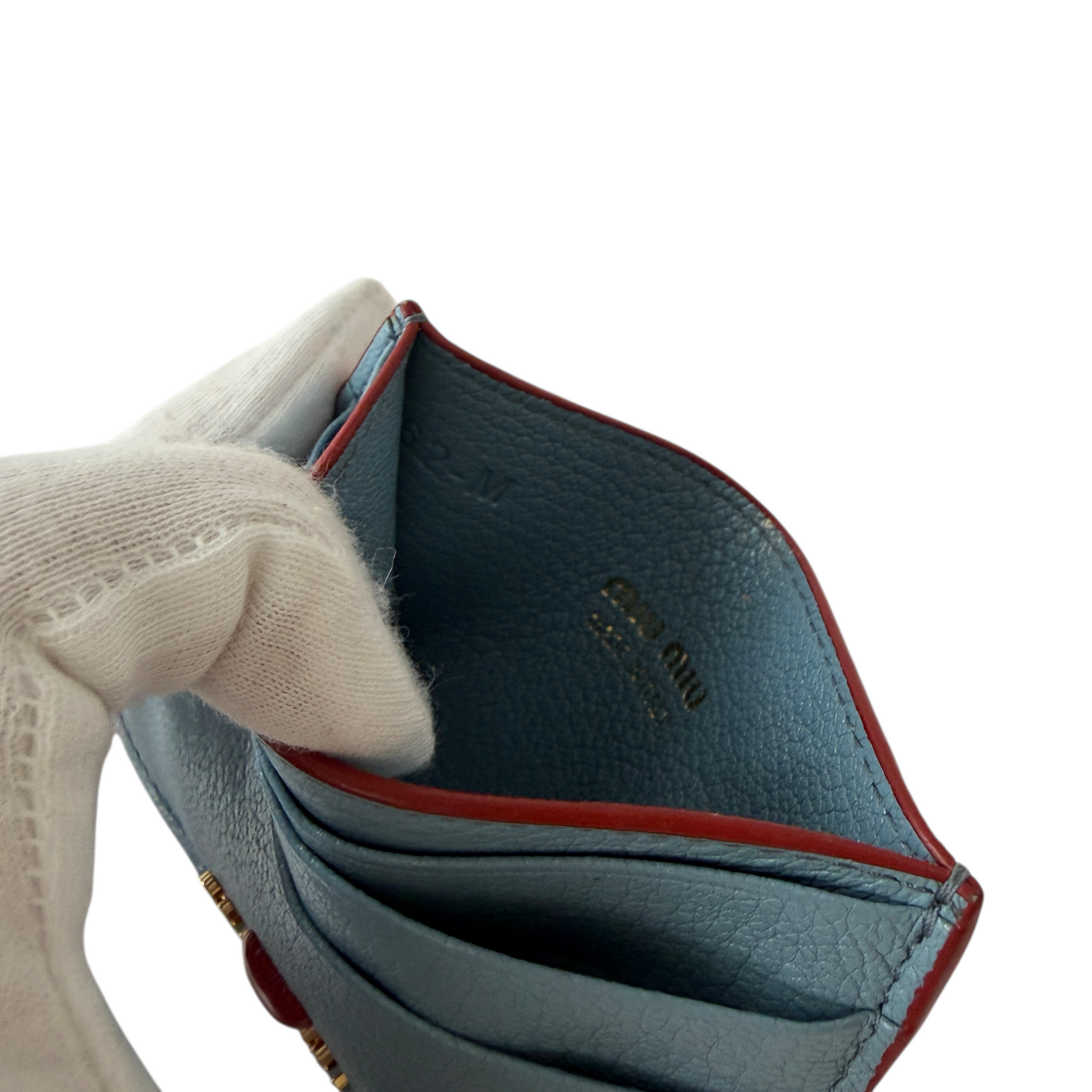 miu miu blue heart cardholder
