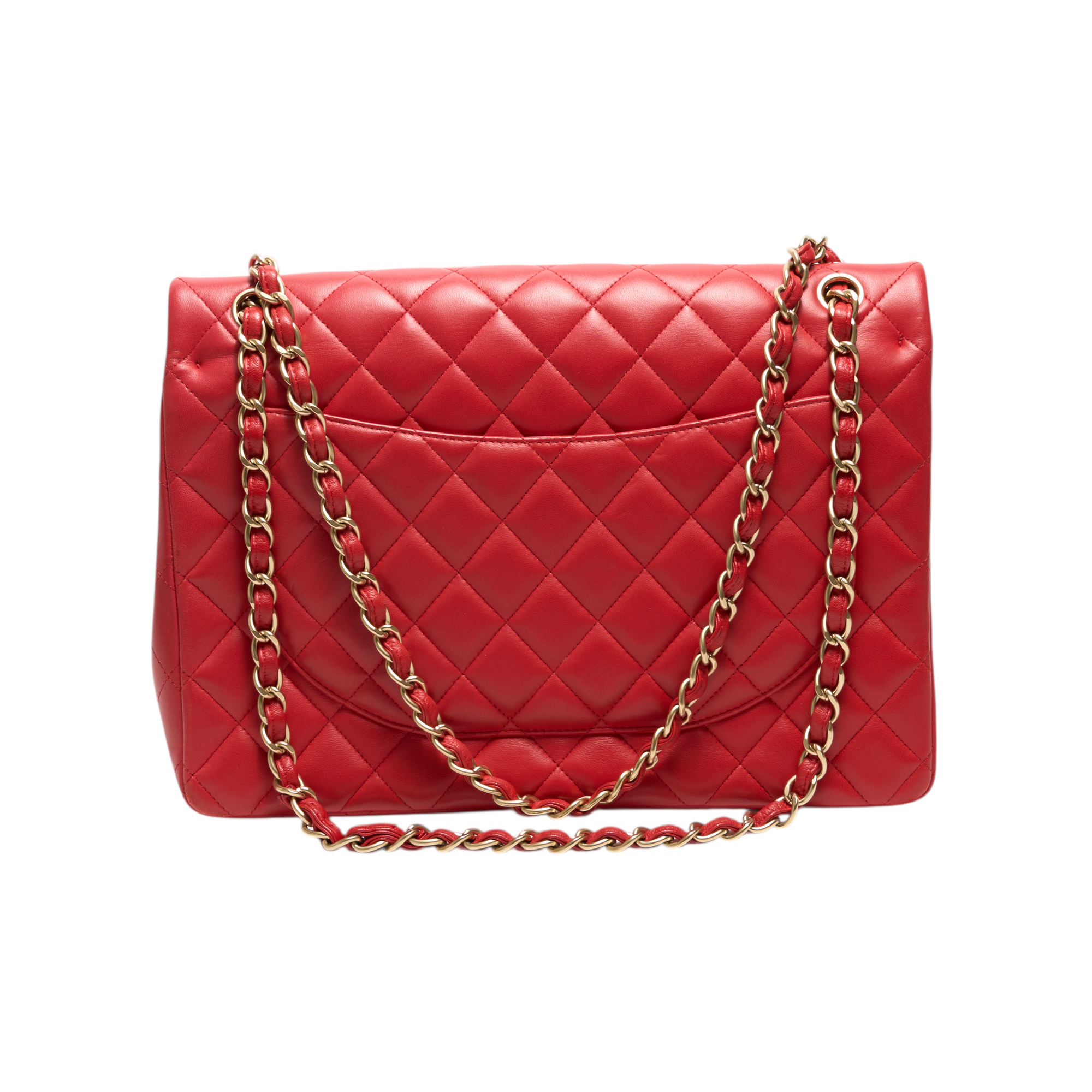 chanel red xl classic flap bag