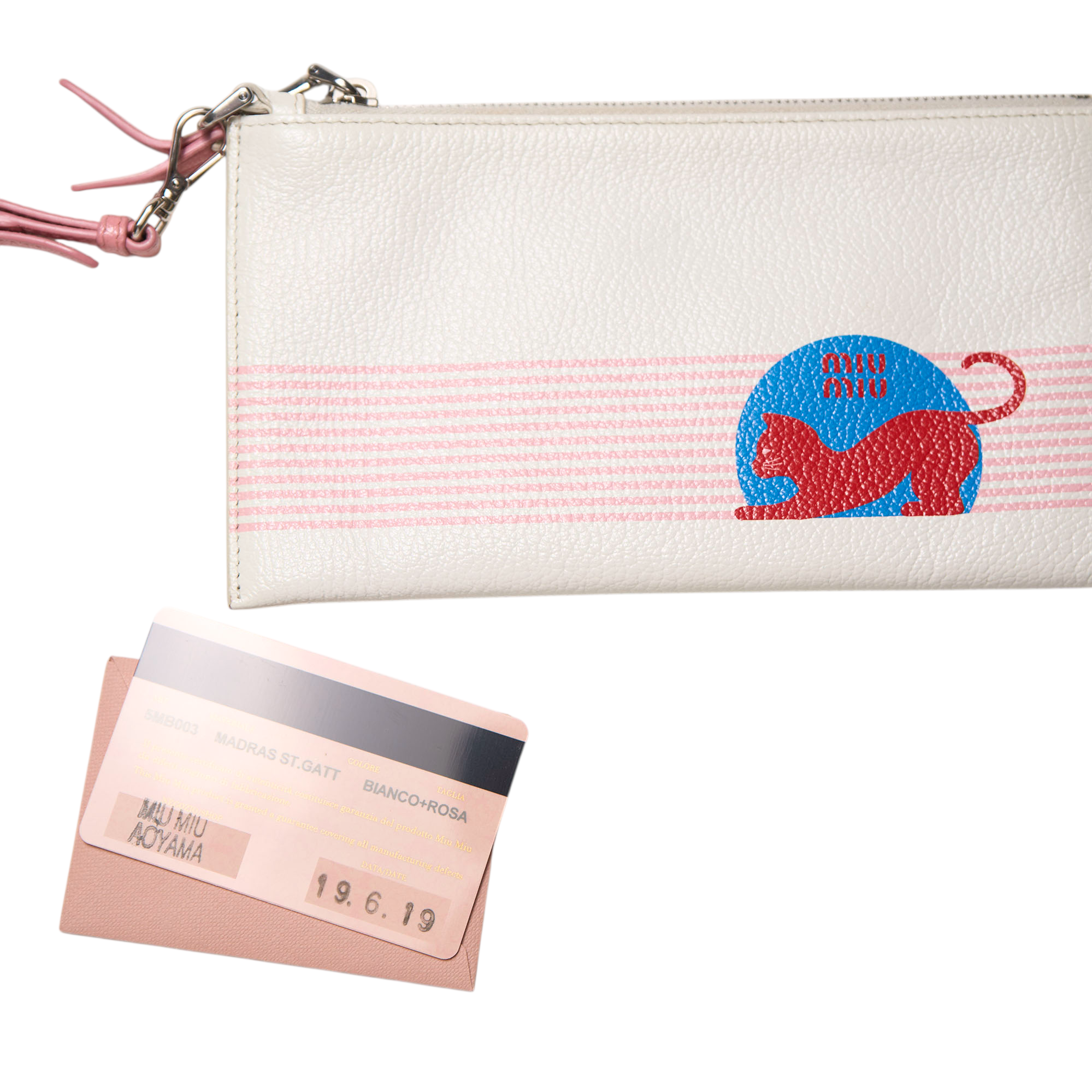 miu miu white cat wallet