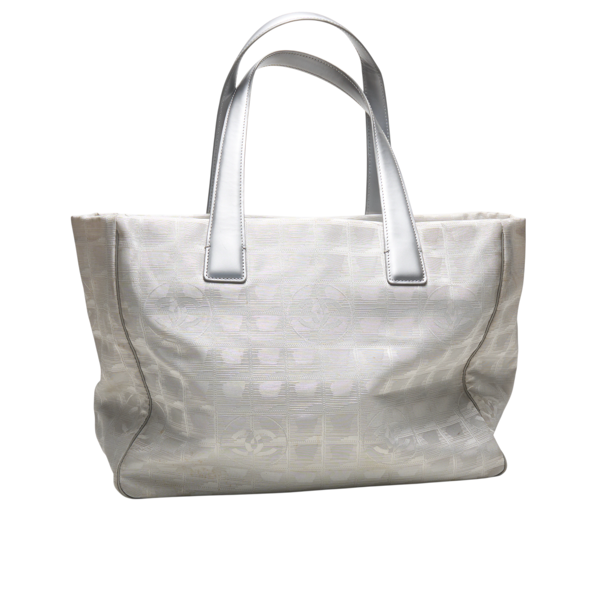 chanel 2000s gray travel ligne tote bag