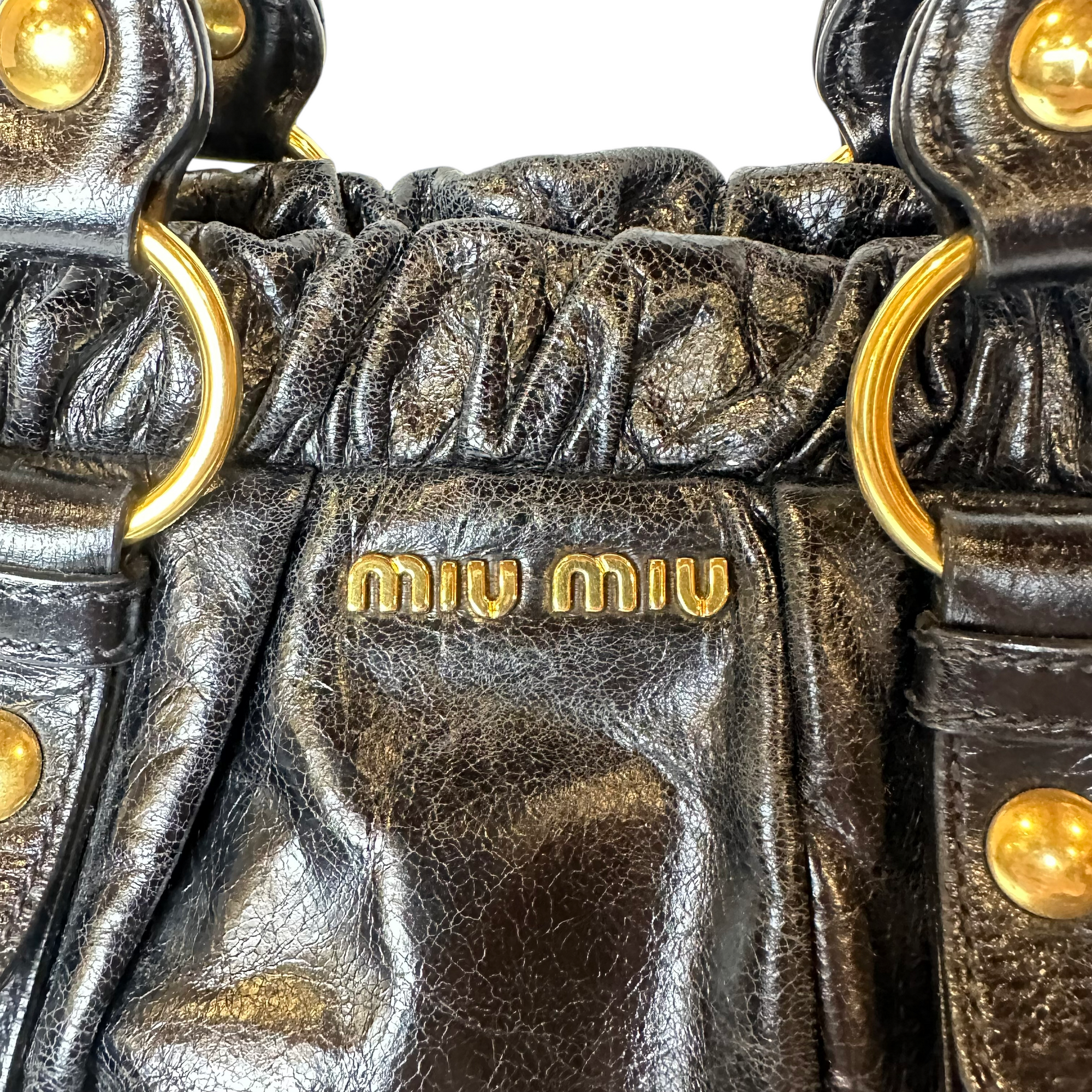 miu miu 2000s black vitello shoulder bag