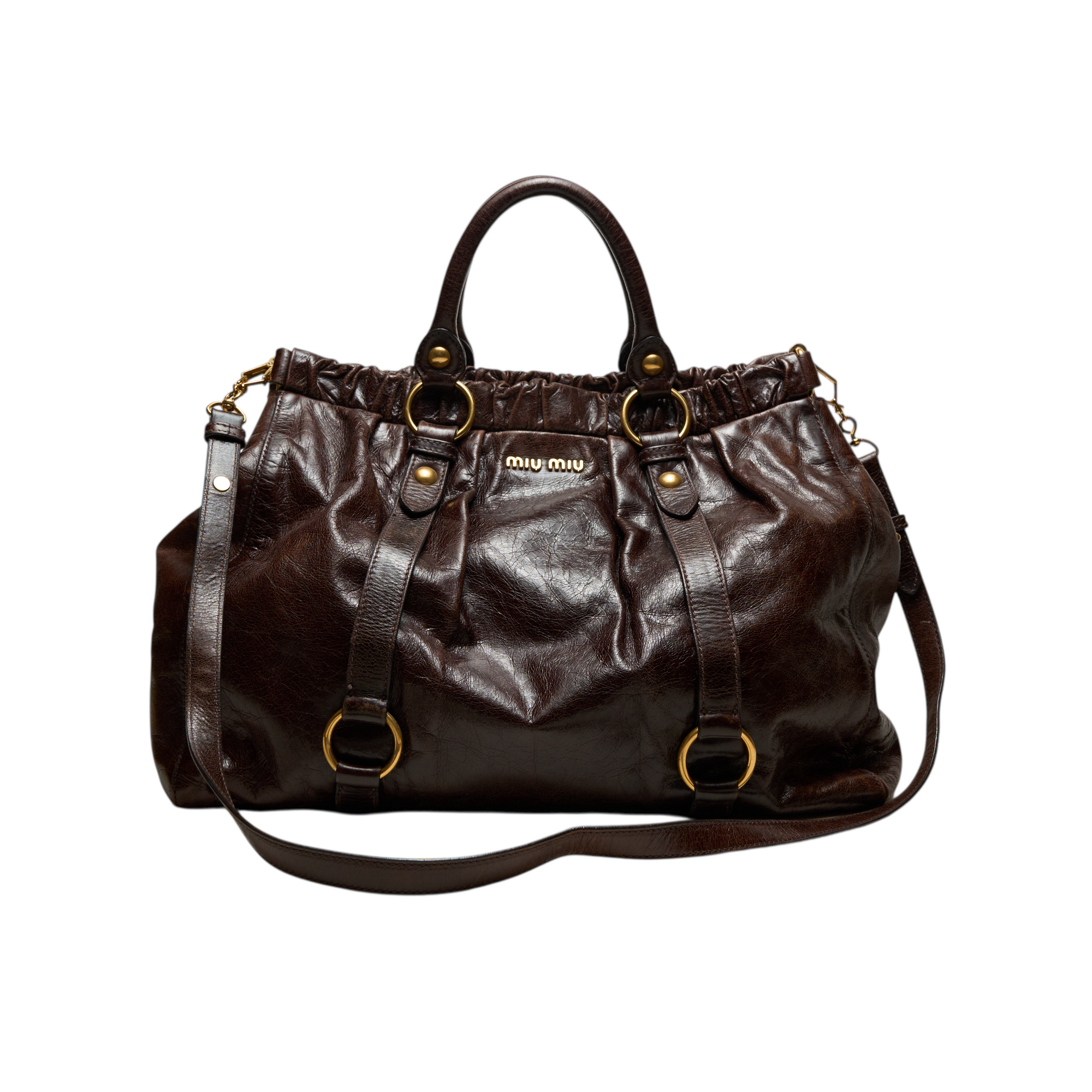 miu miu 2000s dark brown vitello bag