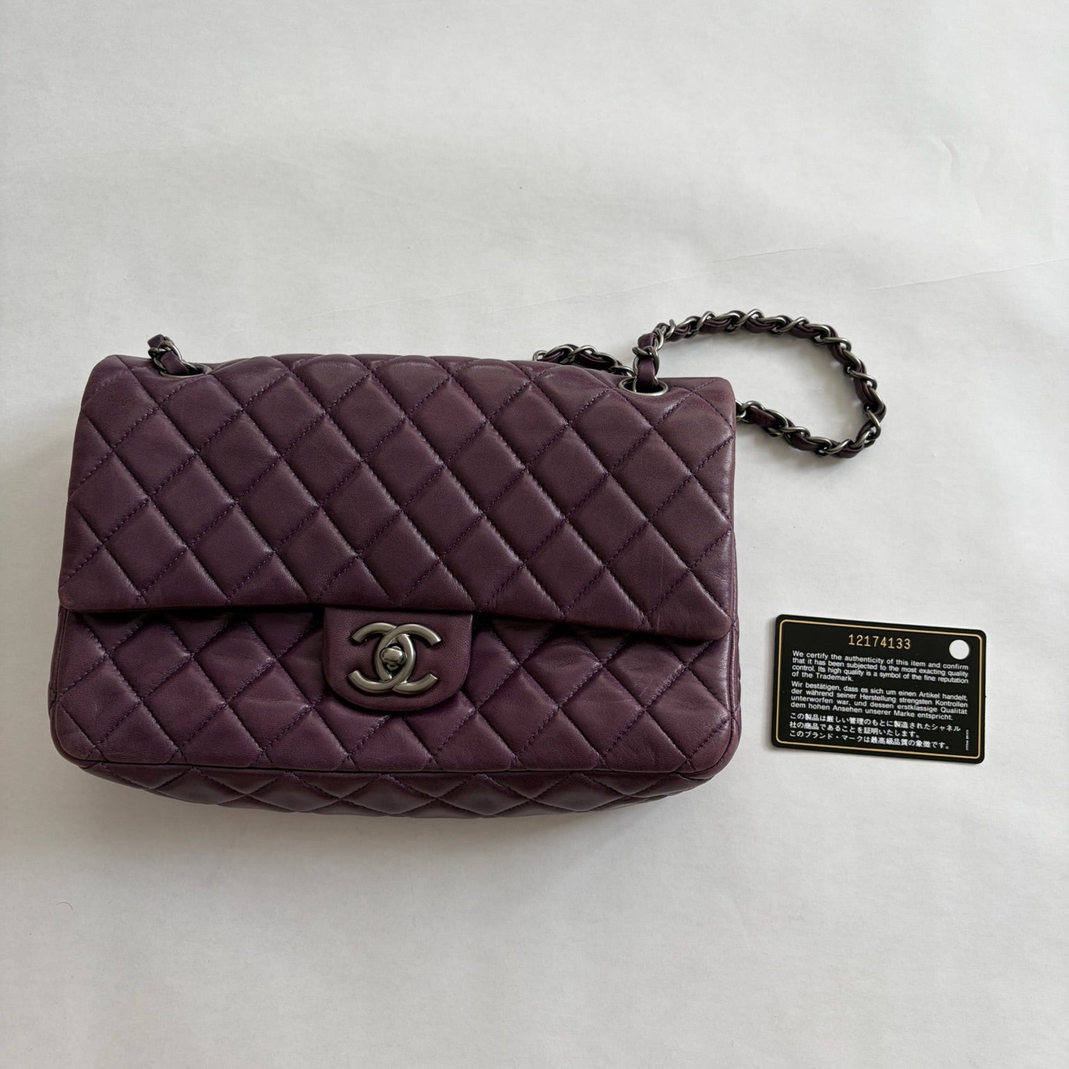 chanel purple classic flap bag
