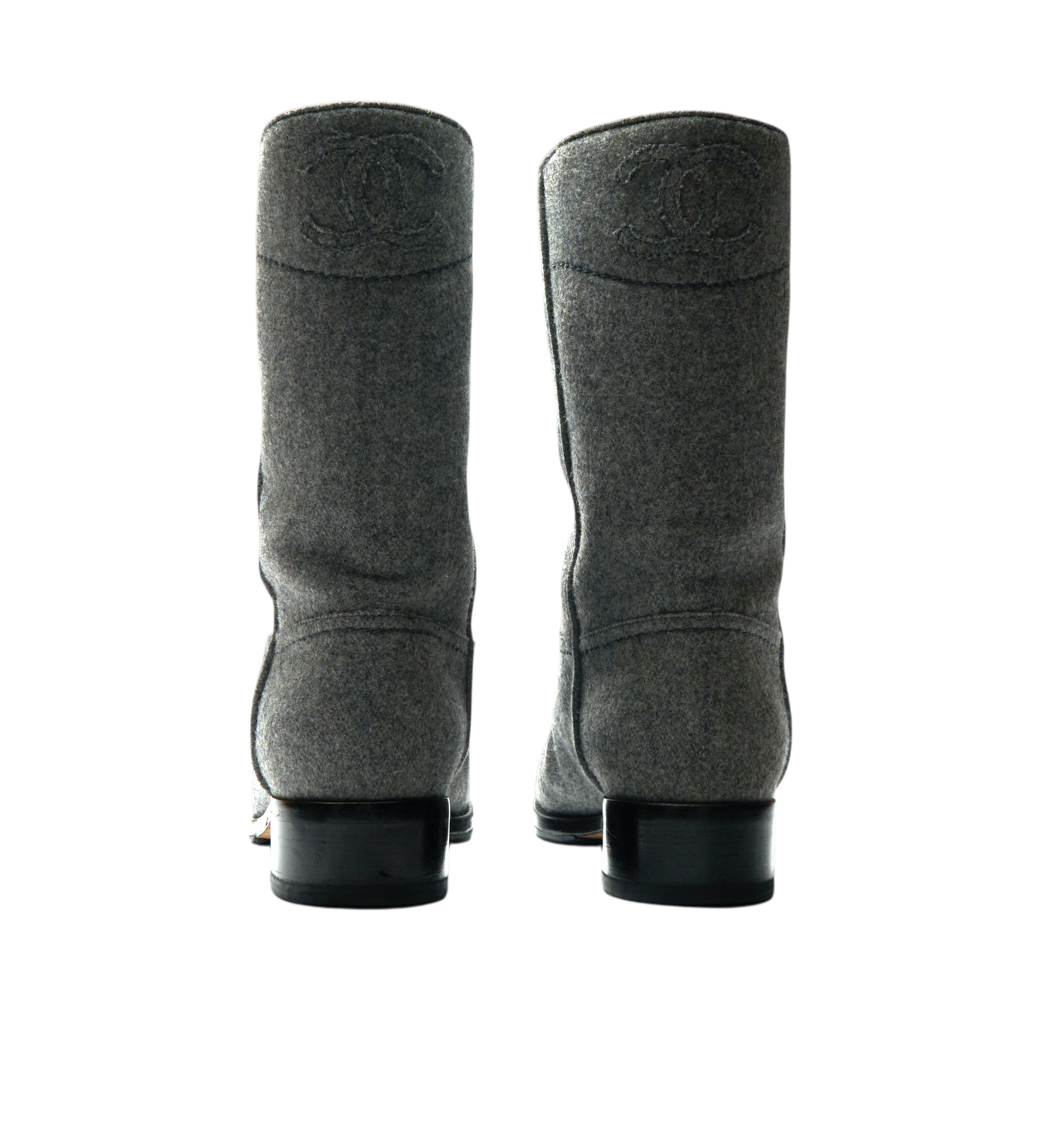 chanel 2000s gray cowboy boots