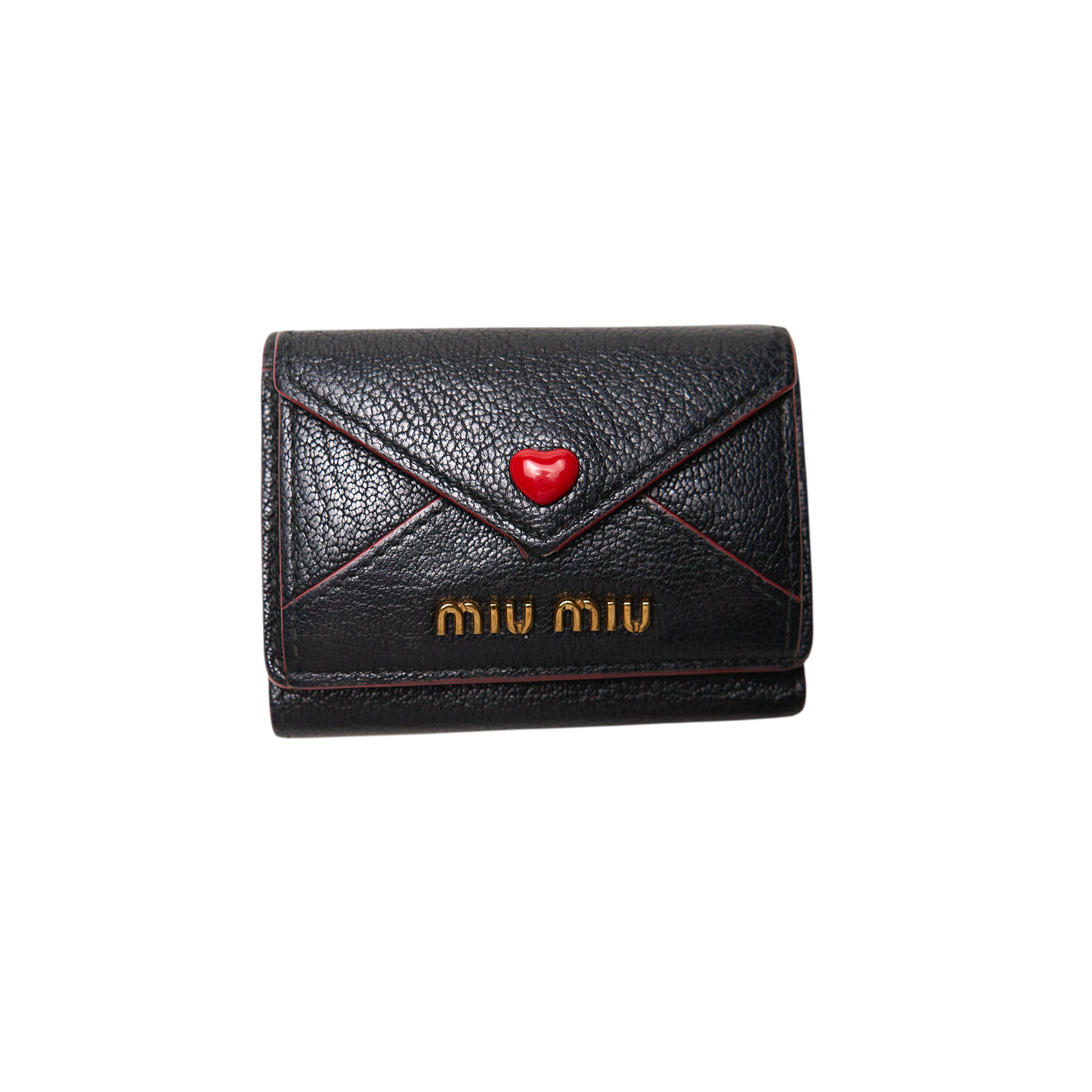miu miu black heart mini wallet
