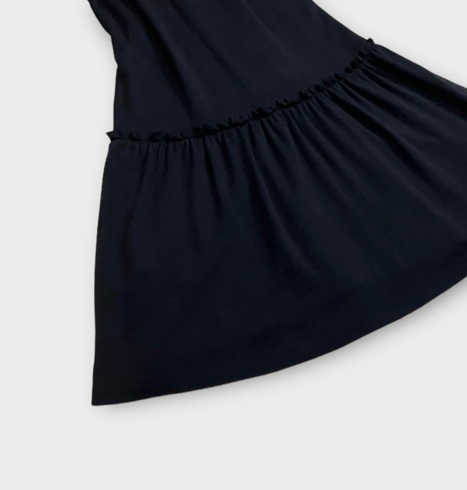 miu miu black dress with ruffle details