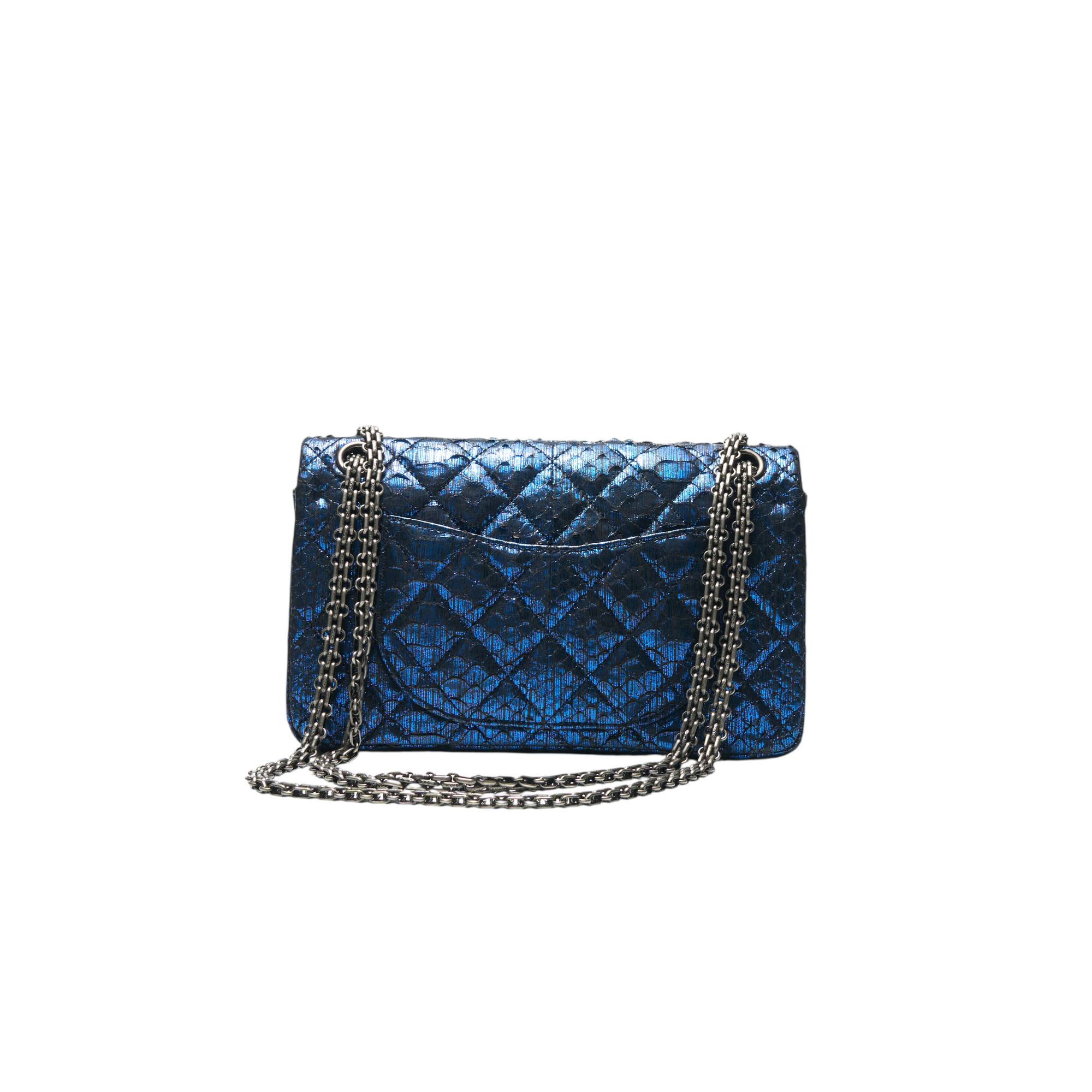 chanel 2010s blue python flap bag