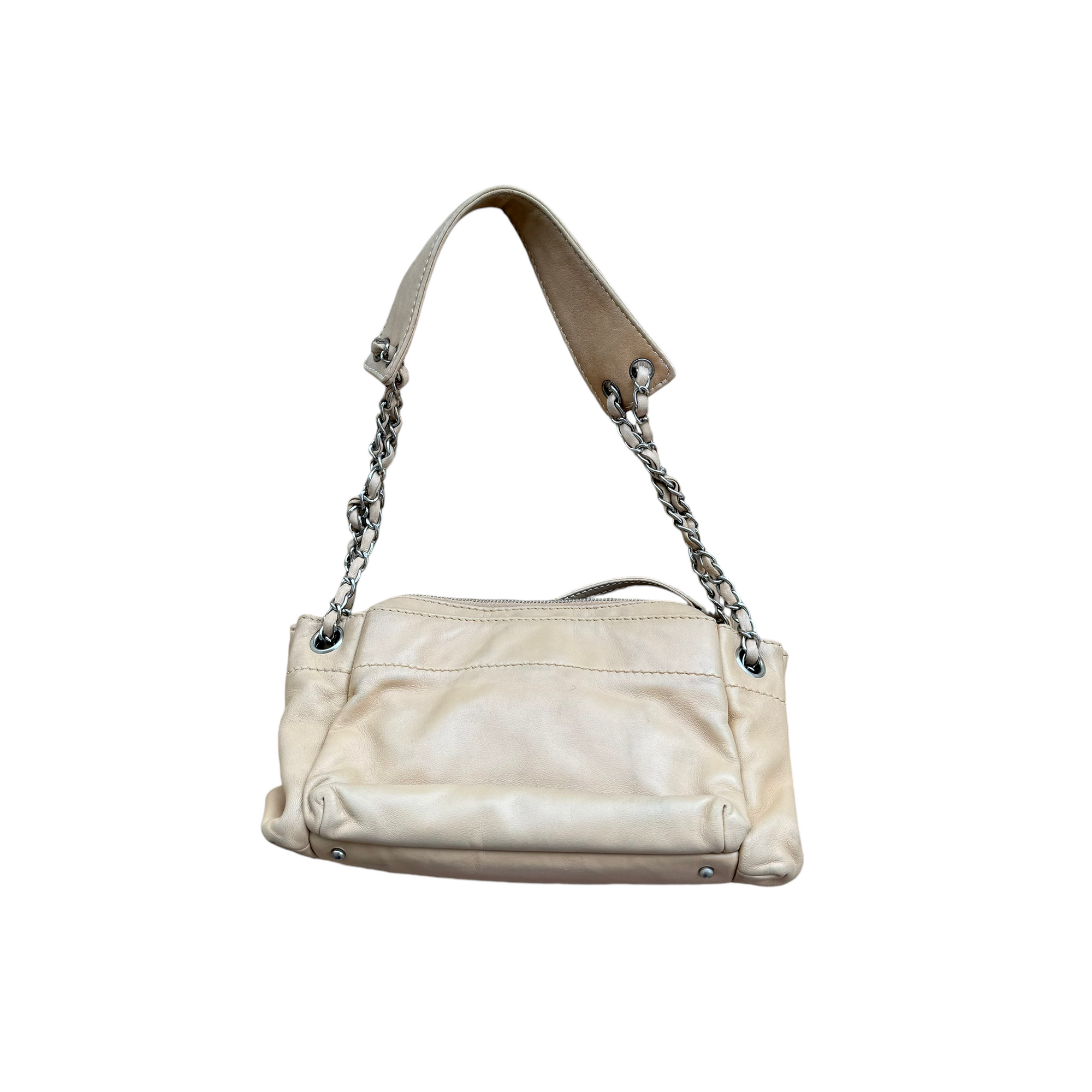 chanel 2000s beige shoulder bag